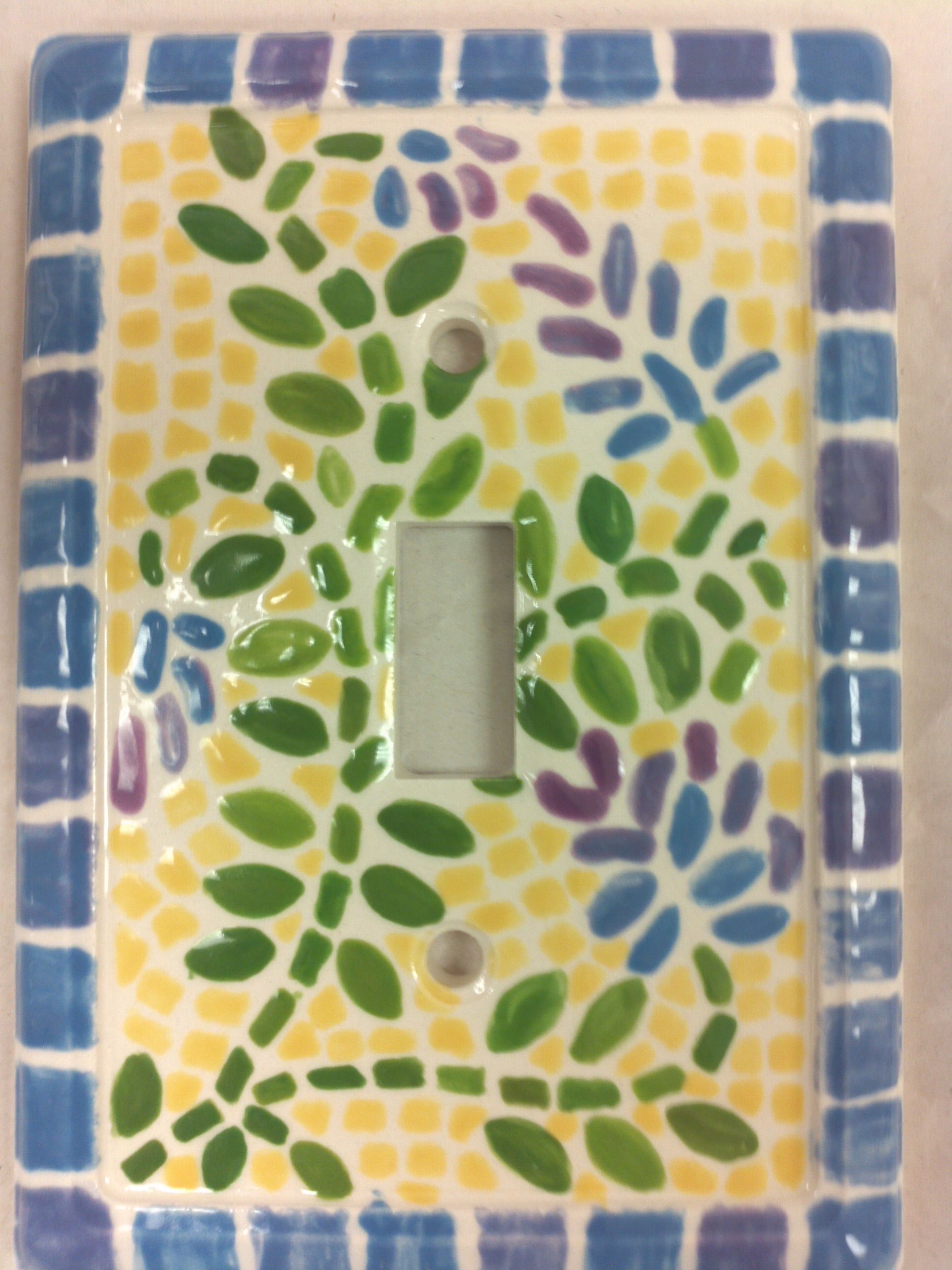 Hand painted light switch plate pottery made to look like a flower ...
