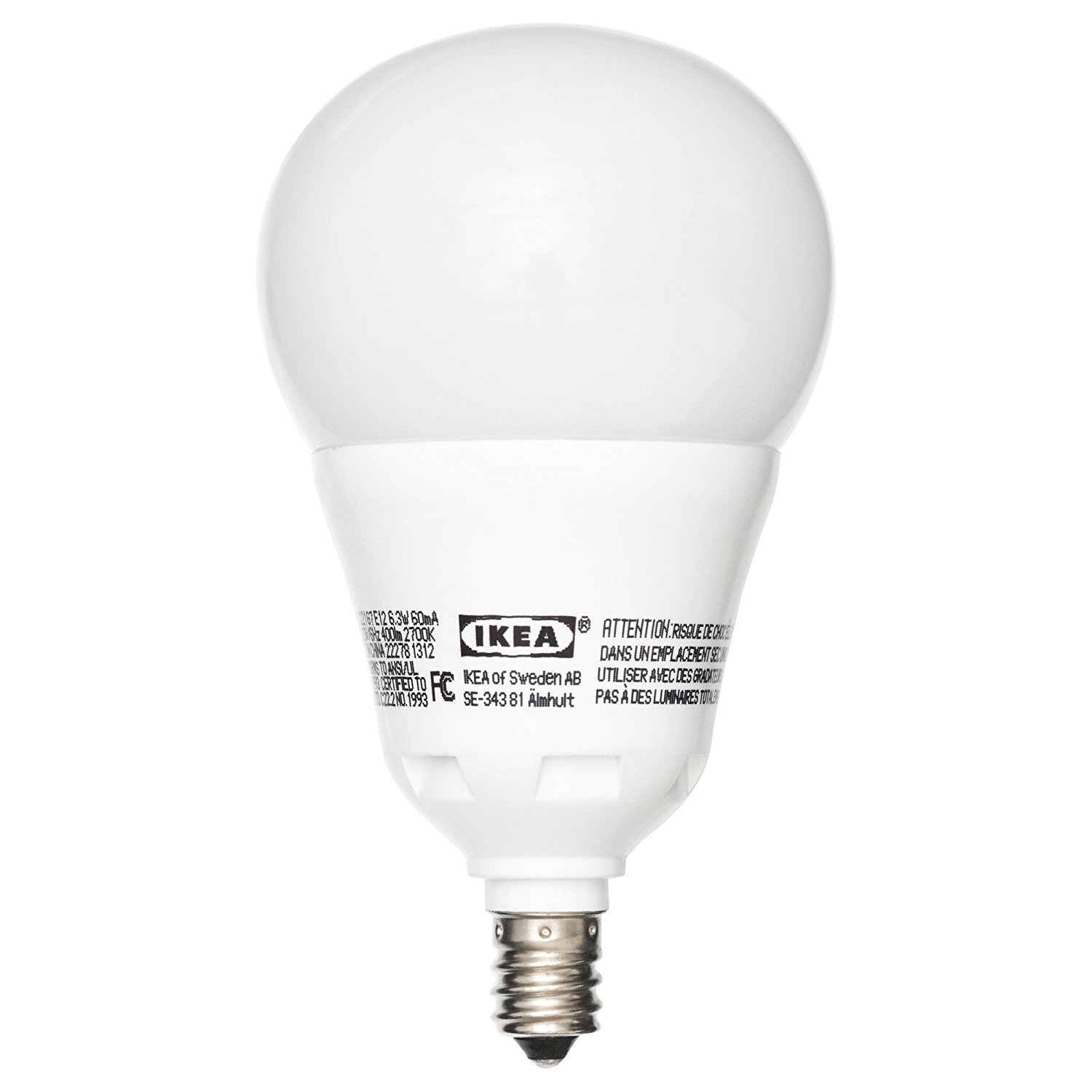 Ikea Ledare E12 400 LED Light Bulb 6.3 Watt DIMMABLE Globe Opal ...
