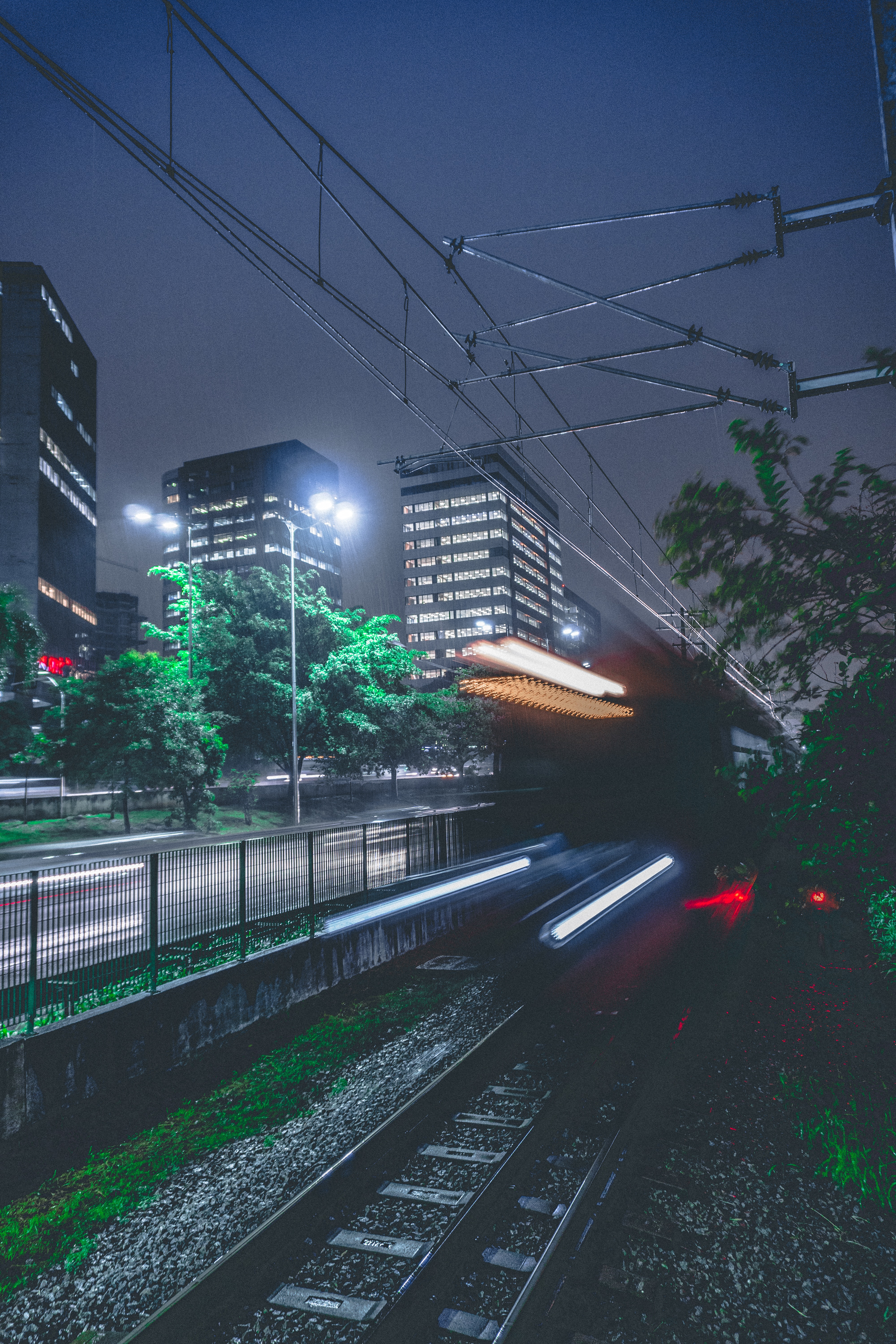 Light Trails on City Street at Night, Motion, Vehicles, Urban, Travel, HQ Photo