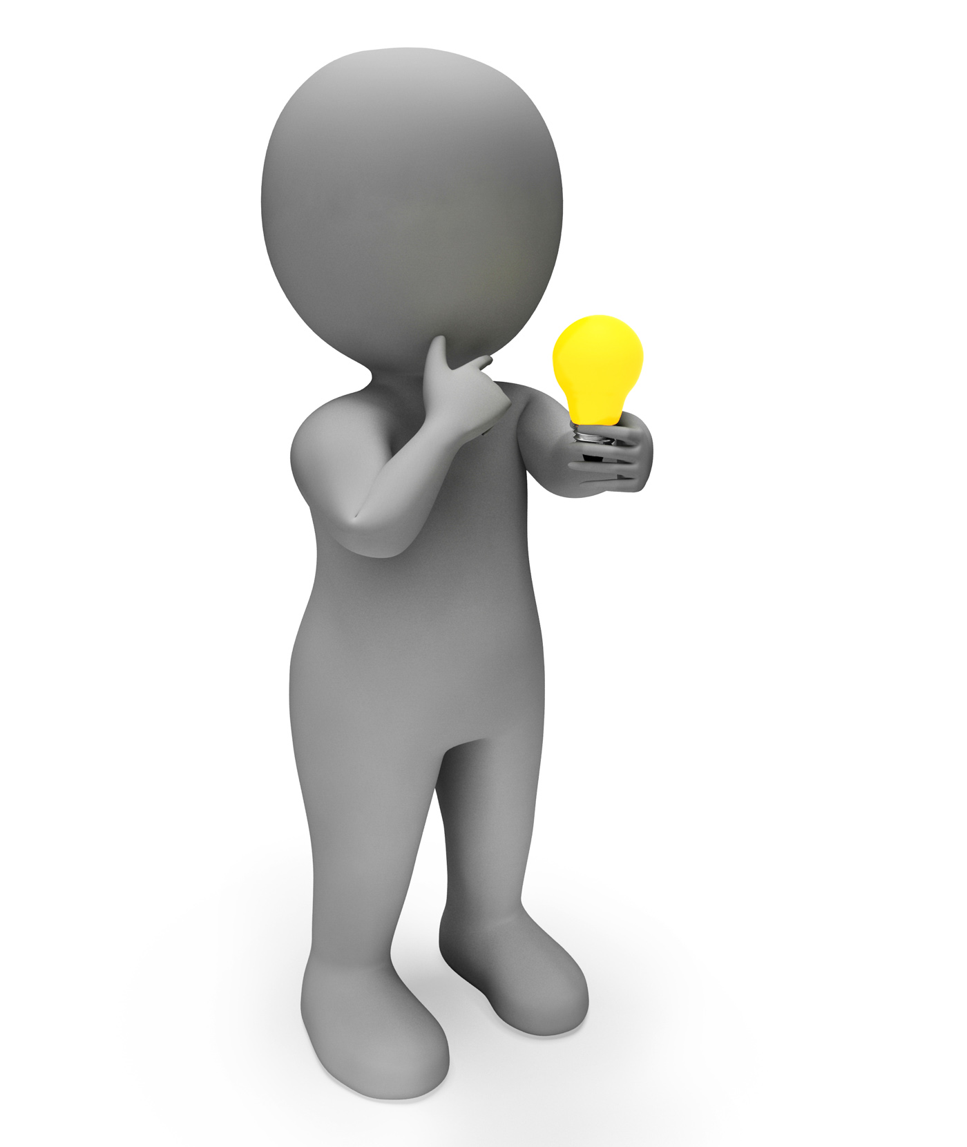 Lightbulb Idea Indicates Power Source And Character 3d Rendering, Powersource, Lightbulb, Man, OtherKeywords, HQ Photo