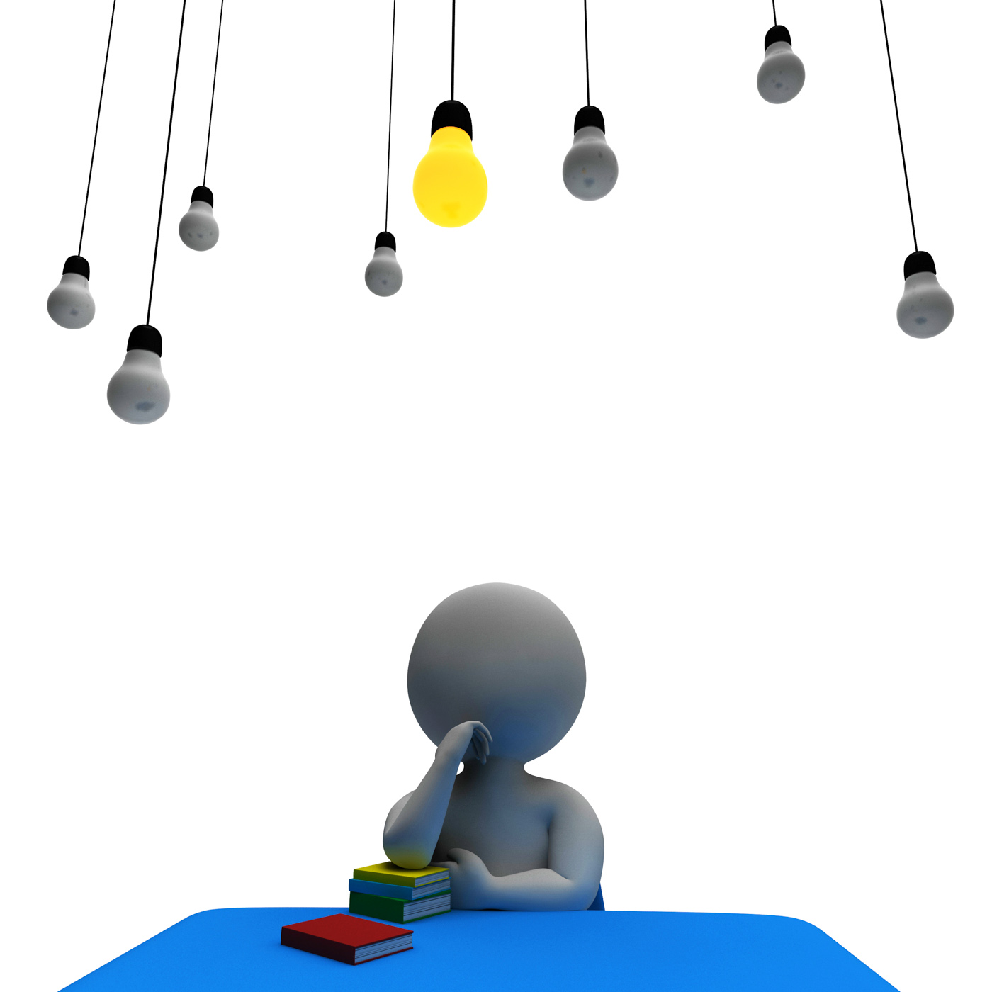 Lightbulb man shows think about it and power 3d rendering photo