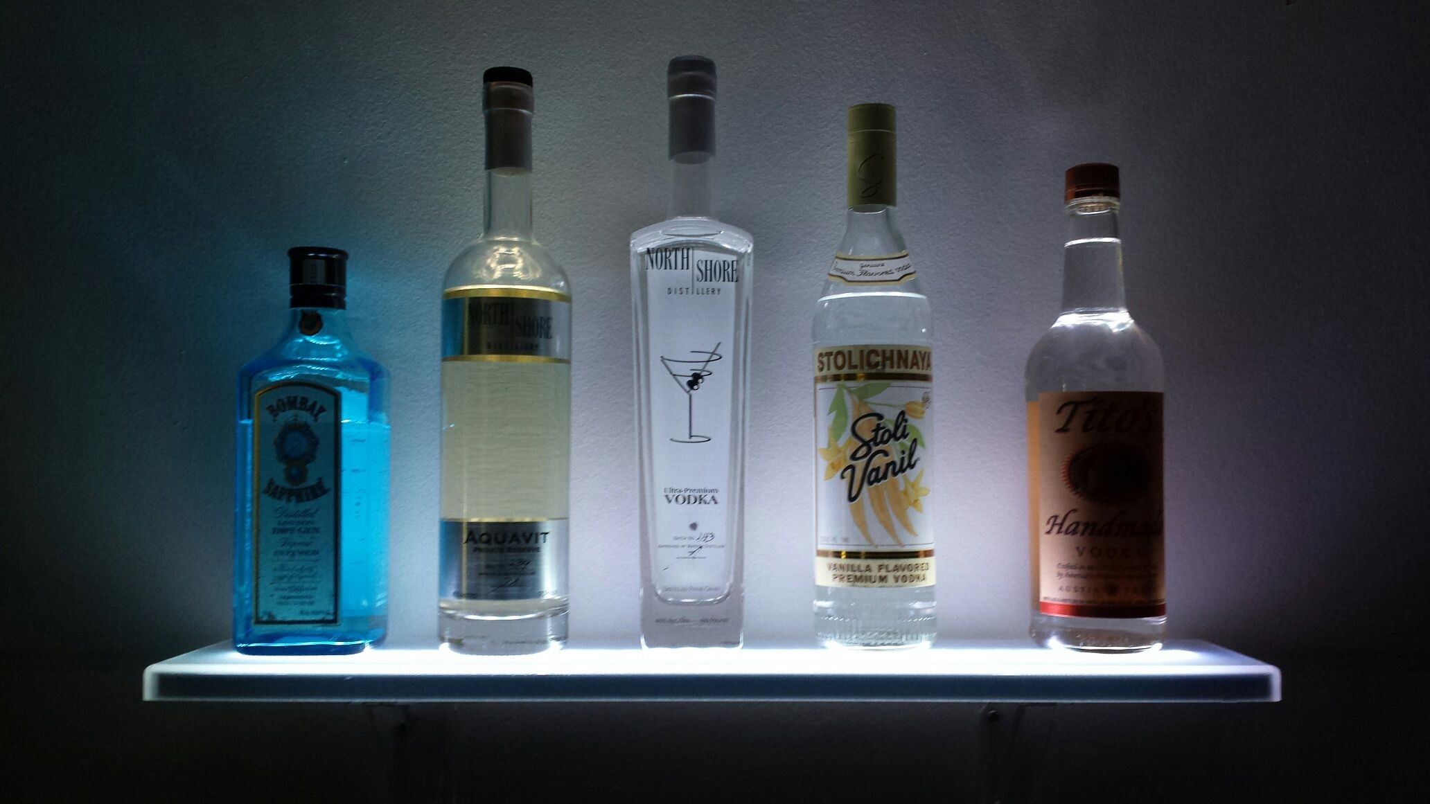 Wall Mounted LED Lighted Liquor Bottle Shelf