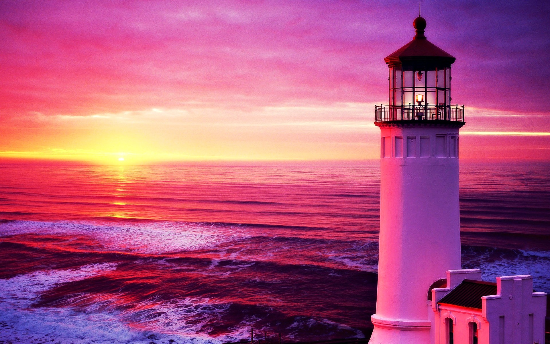 Lighthouses: Splendor Lighthouse Sunset Colorful Sunrise Ocean ...
