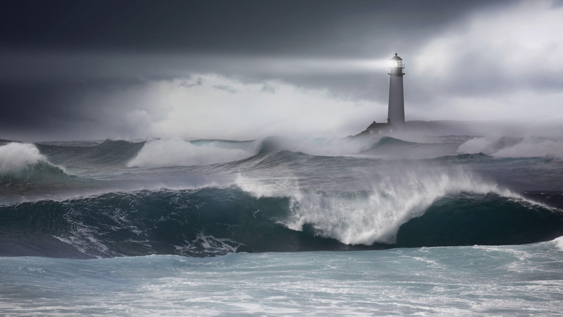 Download desktop wallpaper Lighthouse in a stormy sea
