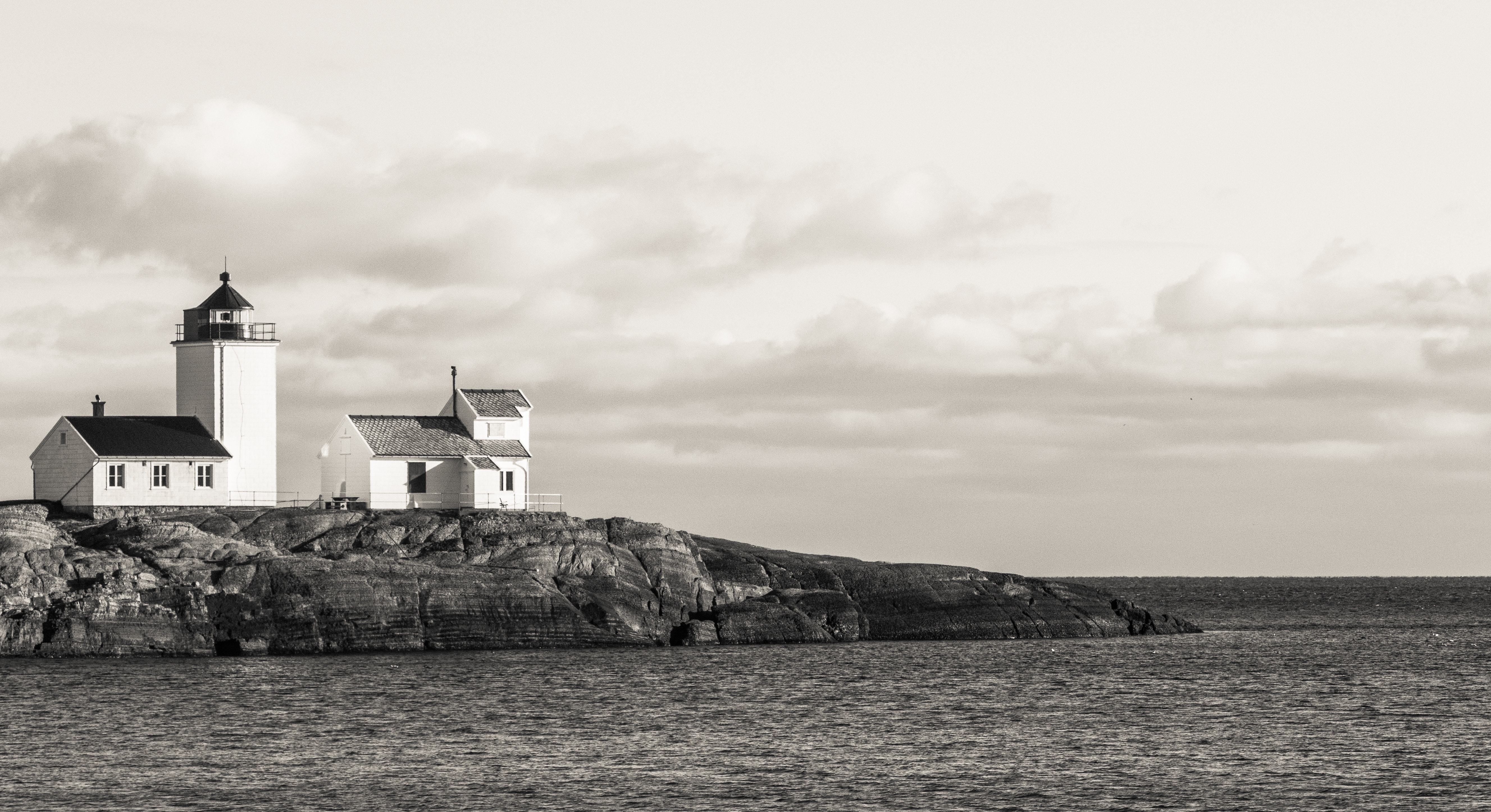 Lighthouse in grayscale poster photo