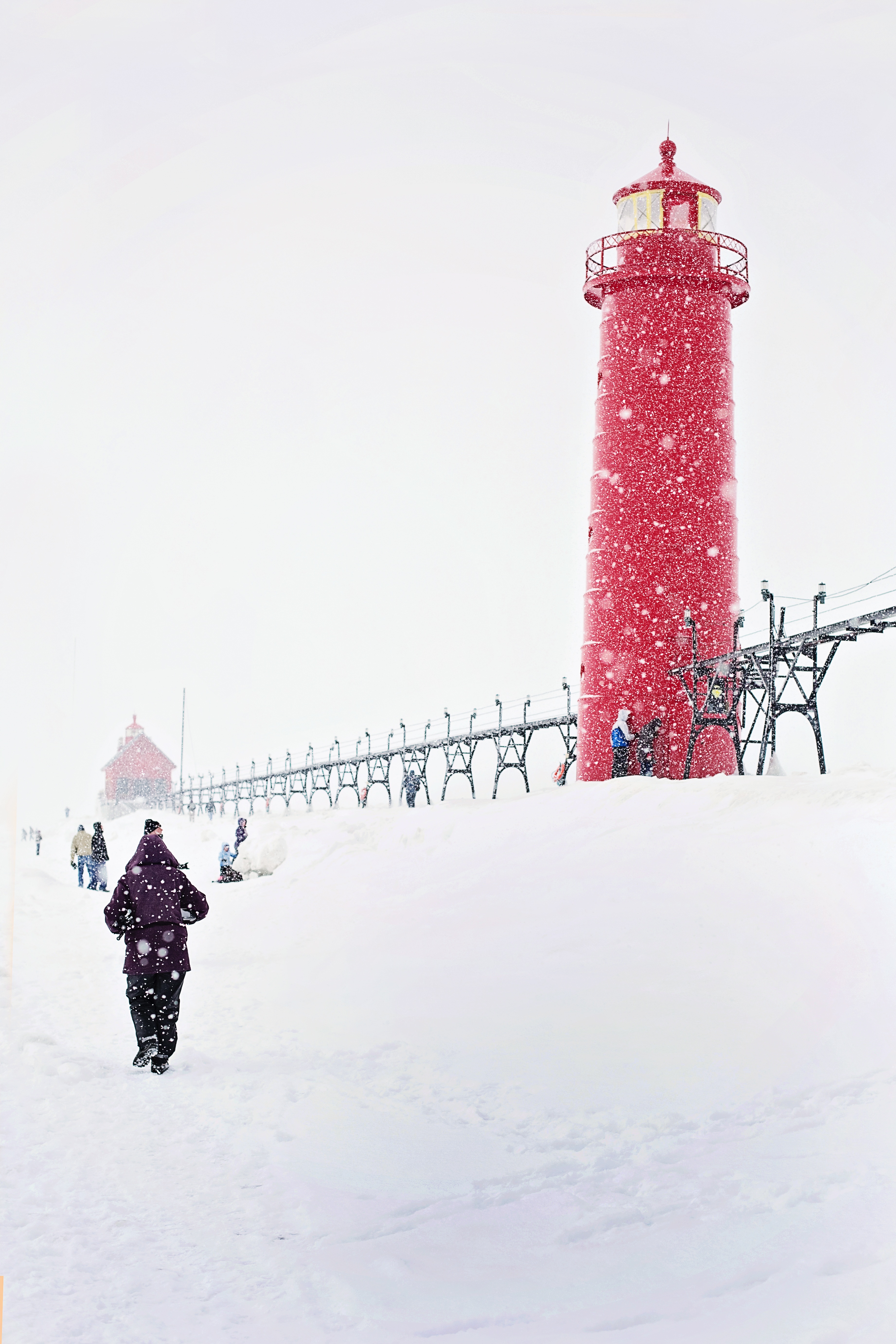 Lighthouse in Winter, Activity, Frozen, Human, Ice, HQ Photo