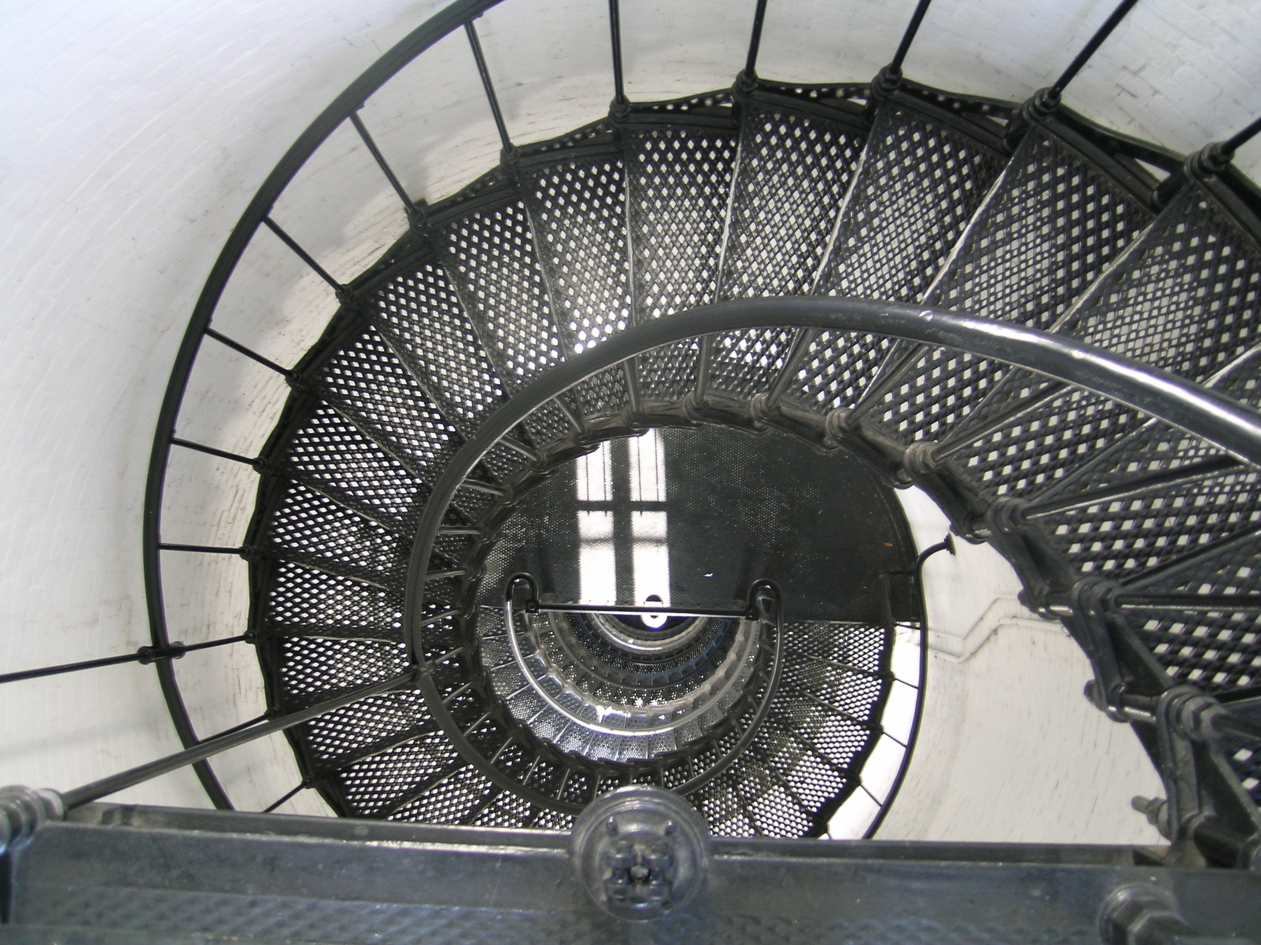 The spiral staircase inside the lighthouse in St. Augustine, FL. One ...