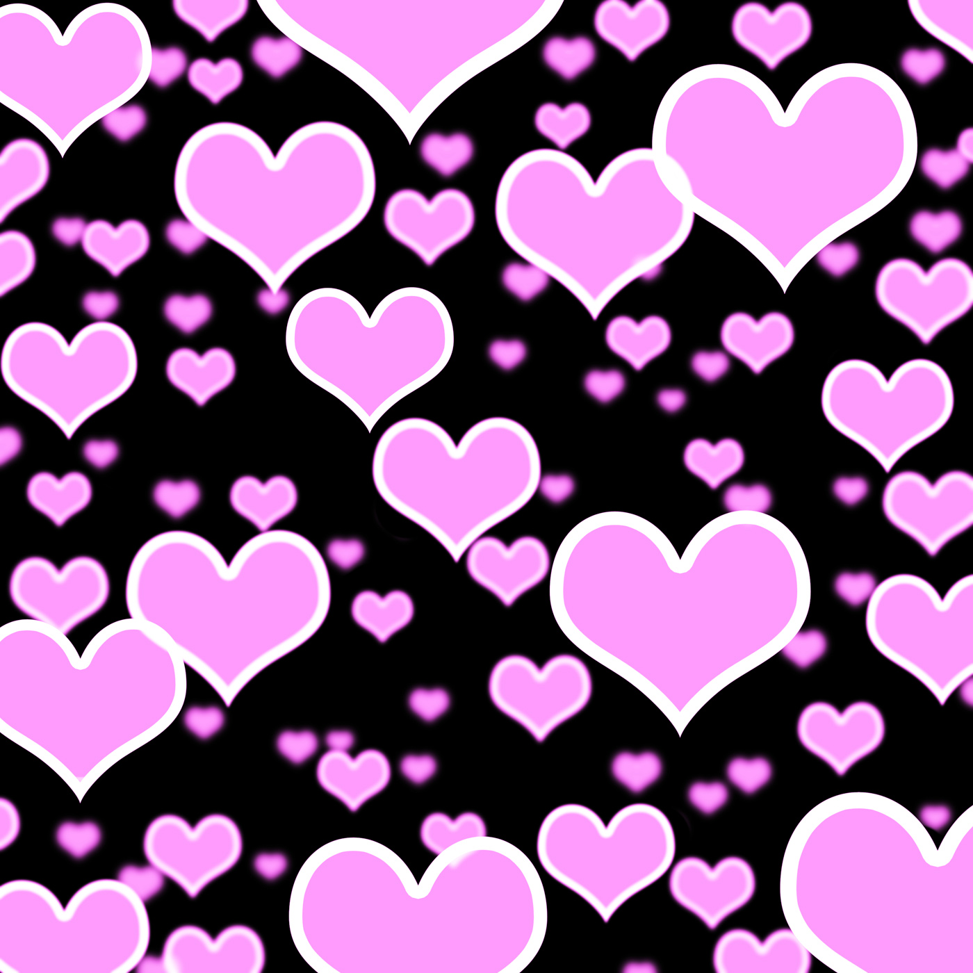 Lilac hearts bokeh background on black showing love romance and valent photo