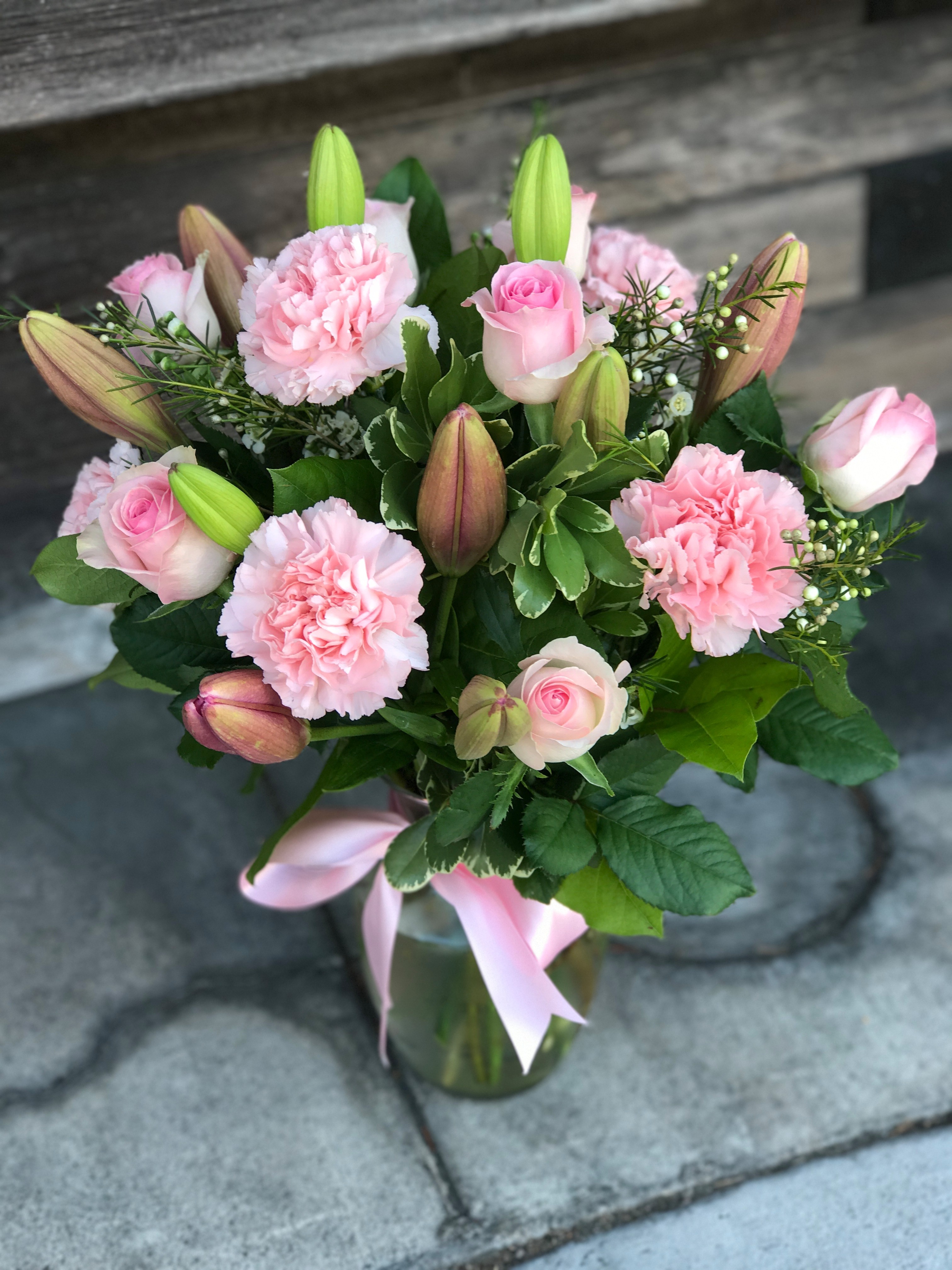 Carnation, Lily, Lily, Rose in Sebastopol, CA | Flower Song Florist
