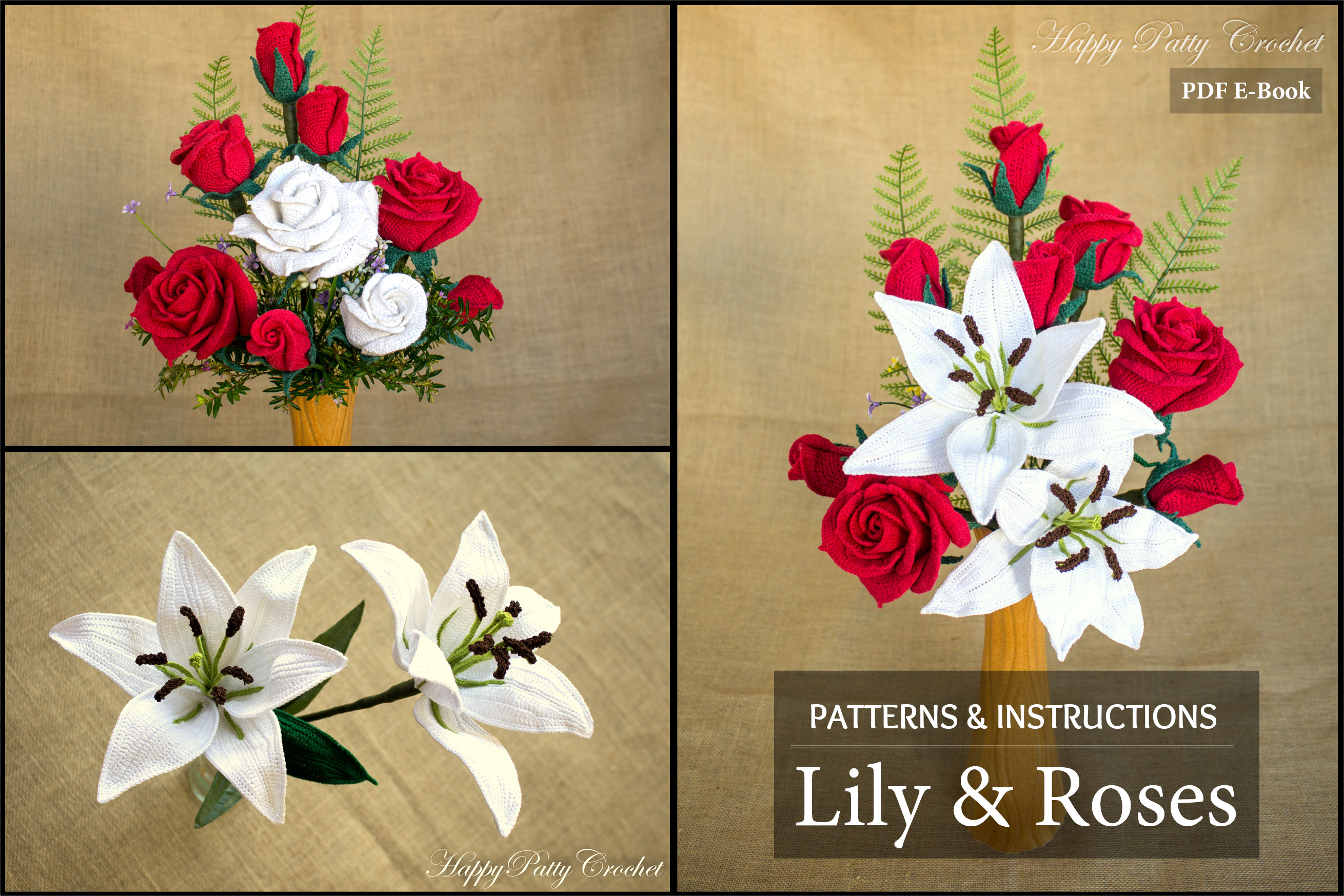 Crochet Lily & Roses Pattern Bundle by Happy Patty Crochet