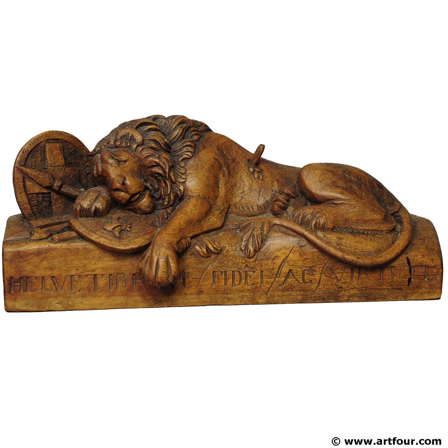 old rustic wooden lion of Lucerne | artfour.com