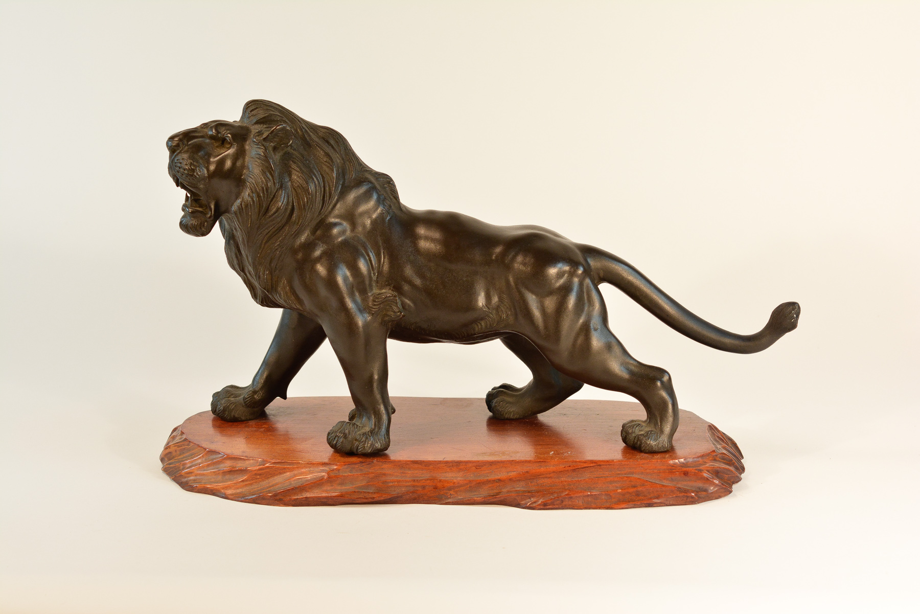 Stallion Hill Gallery – Japanese Bronze Lion on Wood Base
