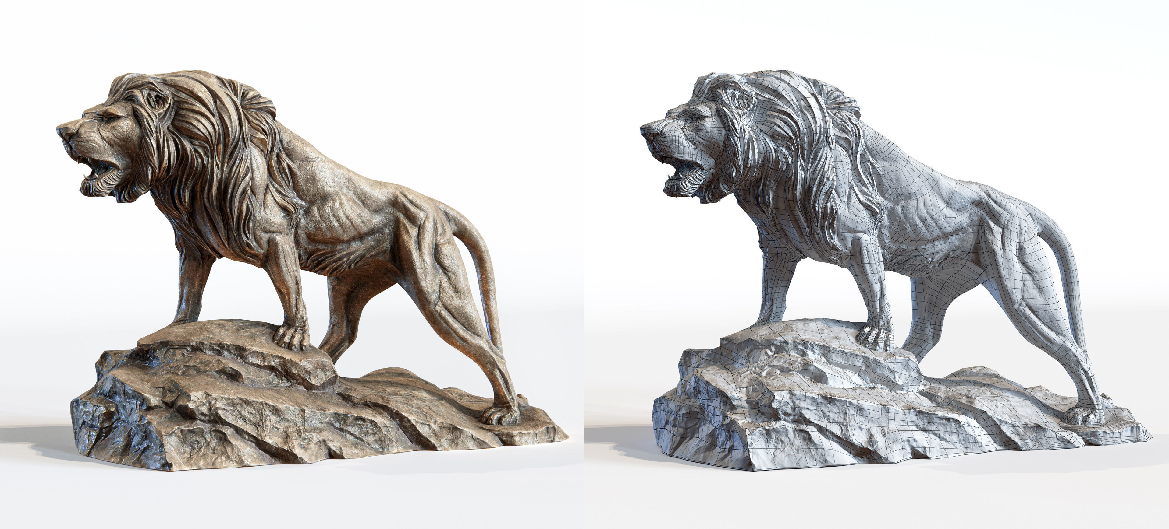 Lion Sculpture 3D asset VR / AR ready | CGTrader