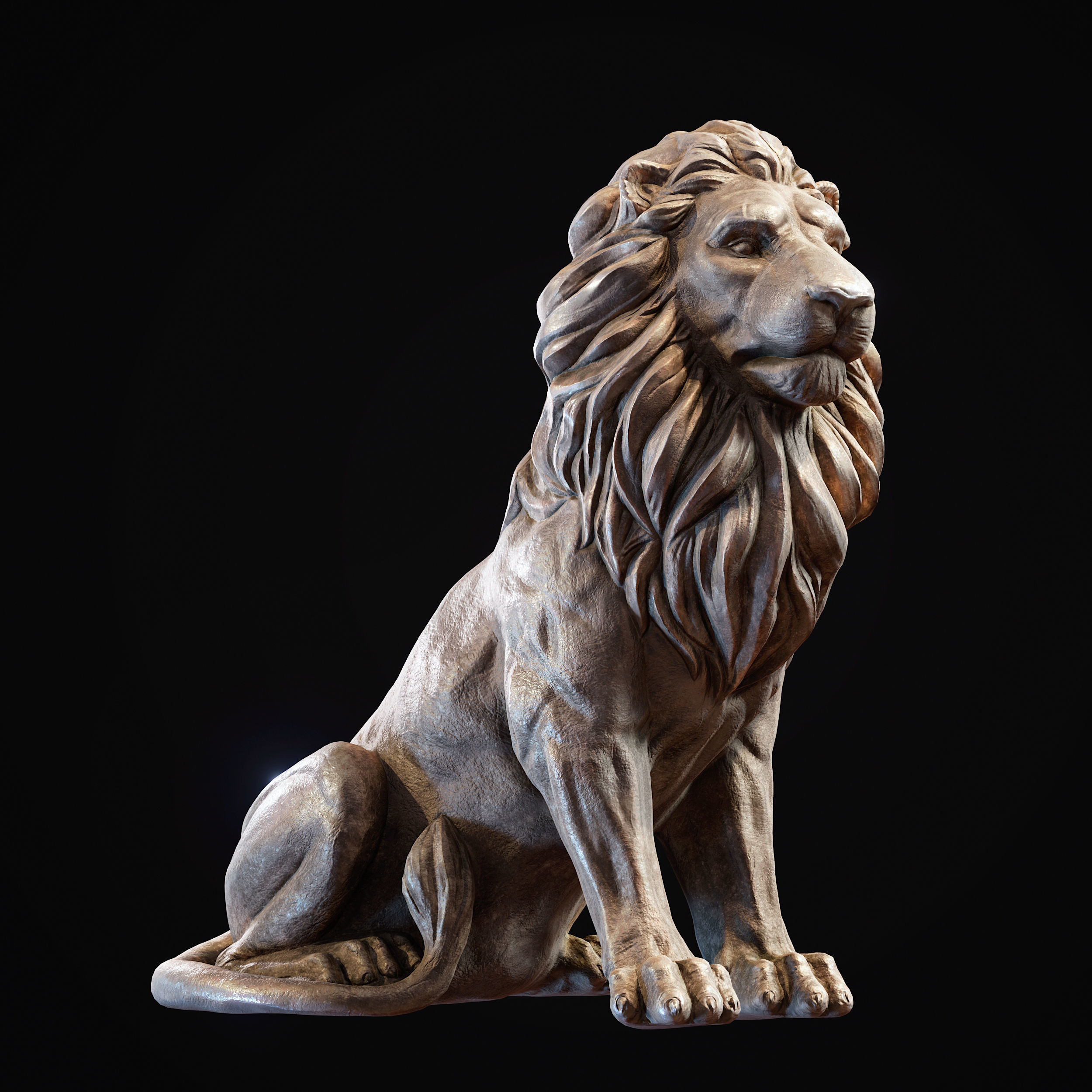 3D asset VR / AR ready Lion sculpture | CGTrader