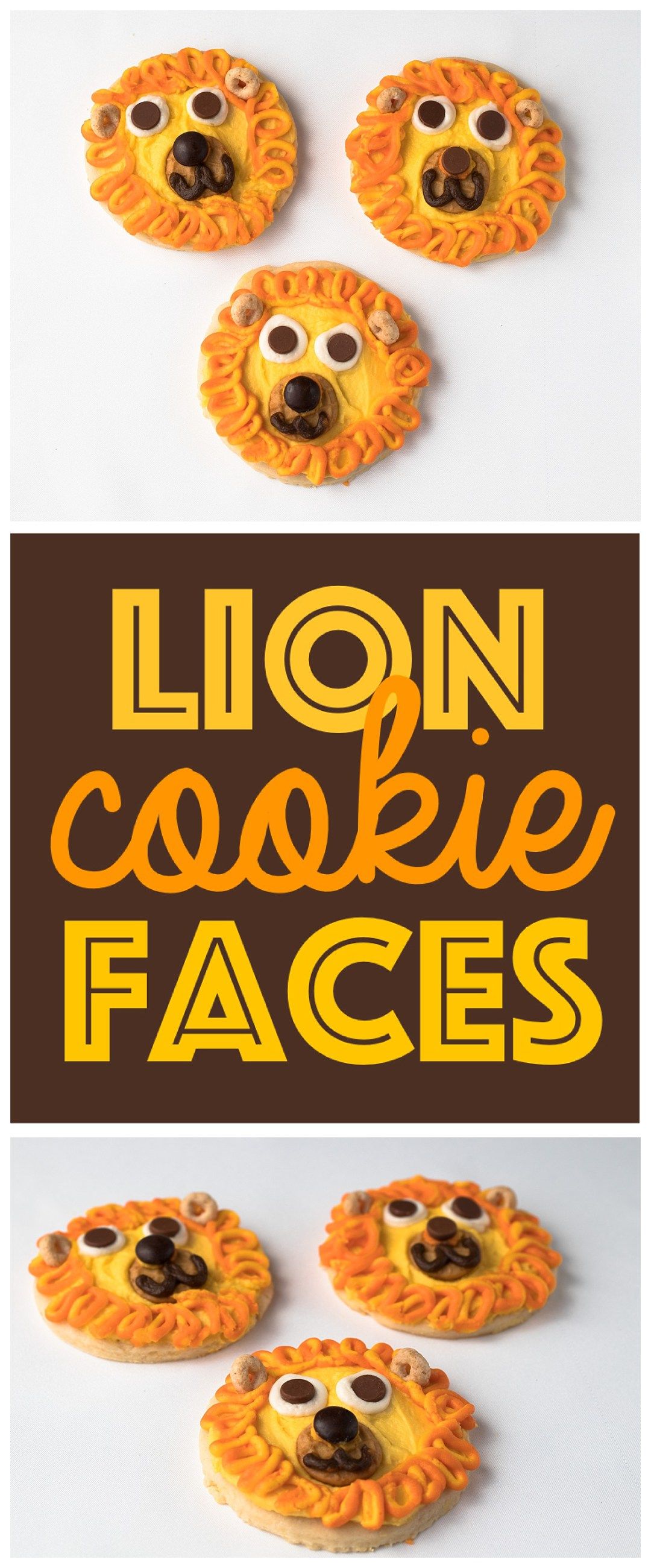 Lion Face Cookies - Easy Animal Face Kid Food Snack Idea | Cookies ...
