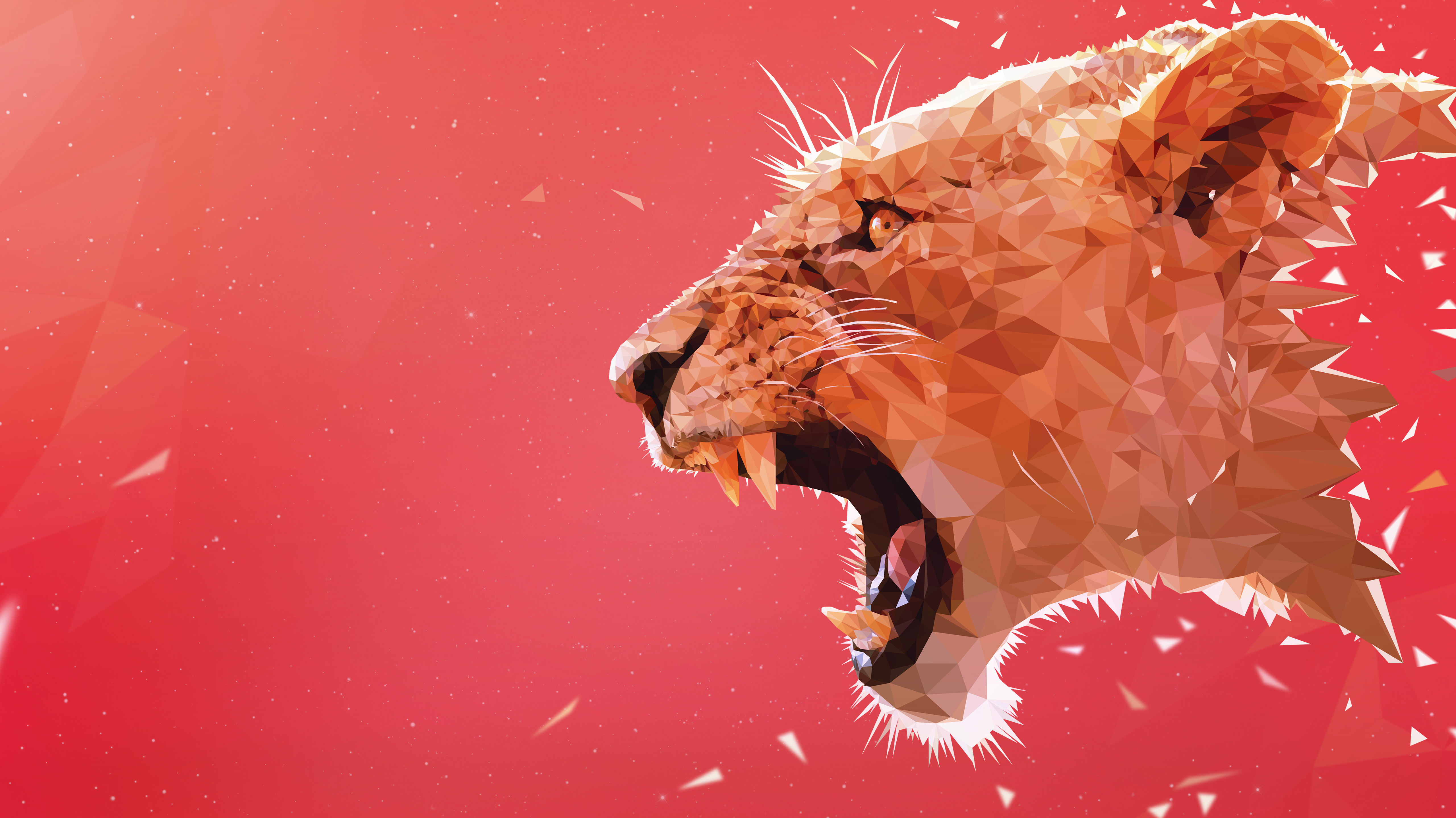 Wallpaper Lioness, Aggressive, Triangles, Low poly, HD, 5K, Creative ...