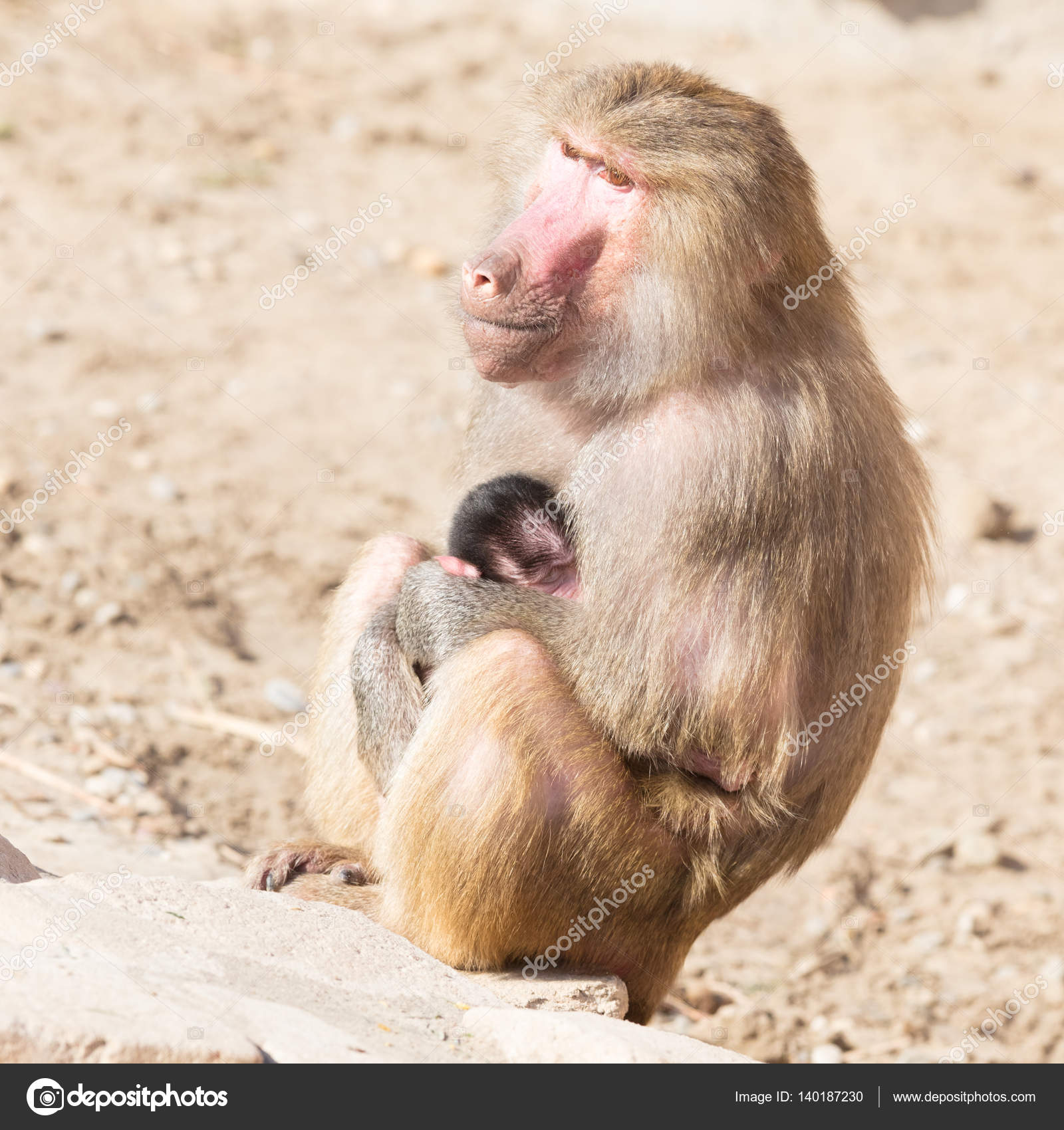 Baboon mother and her little one — Stock Photo © michaklootwijk ...