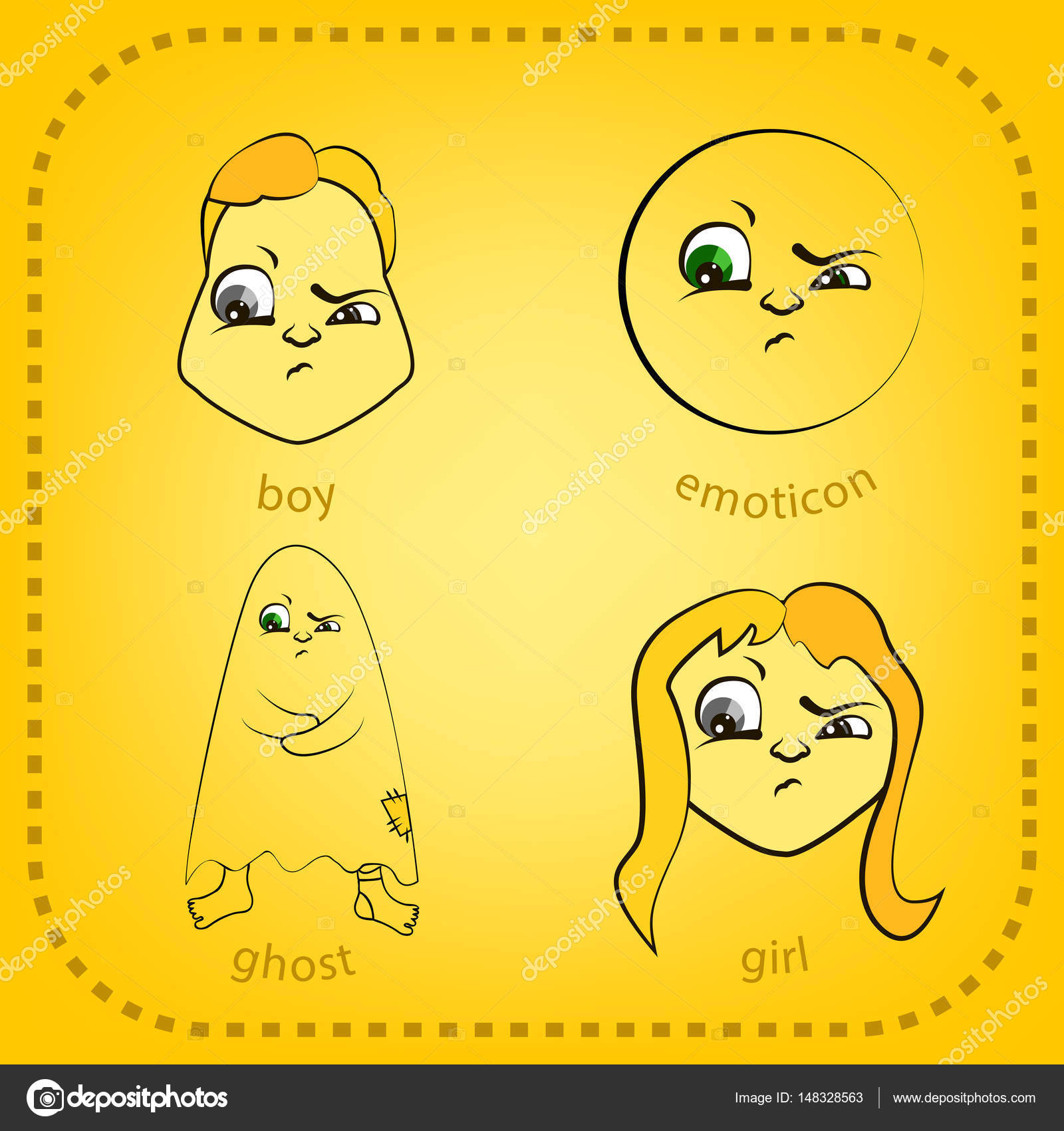 Vector smiley. A cute little creature. Expresses emotions. — Stock ...