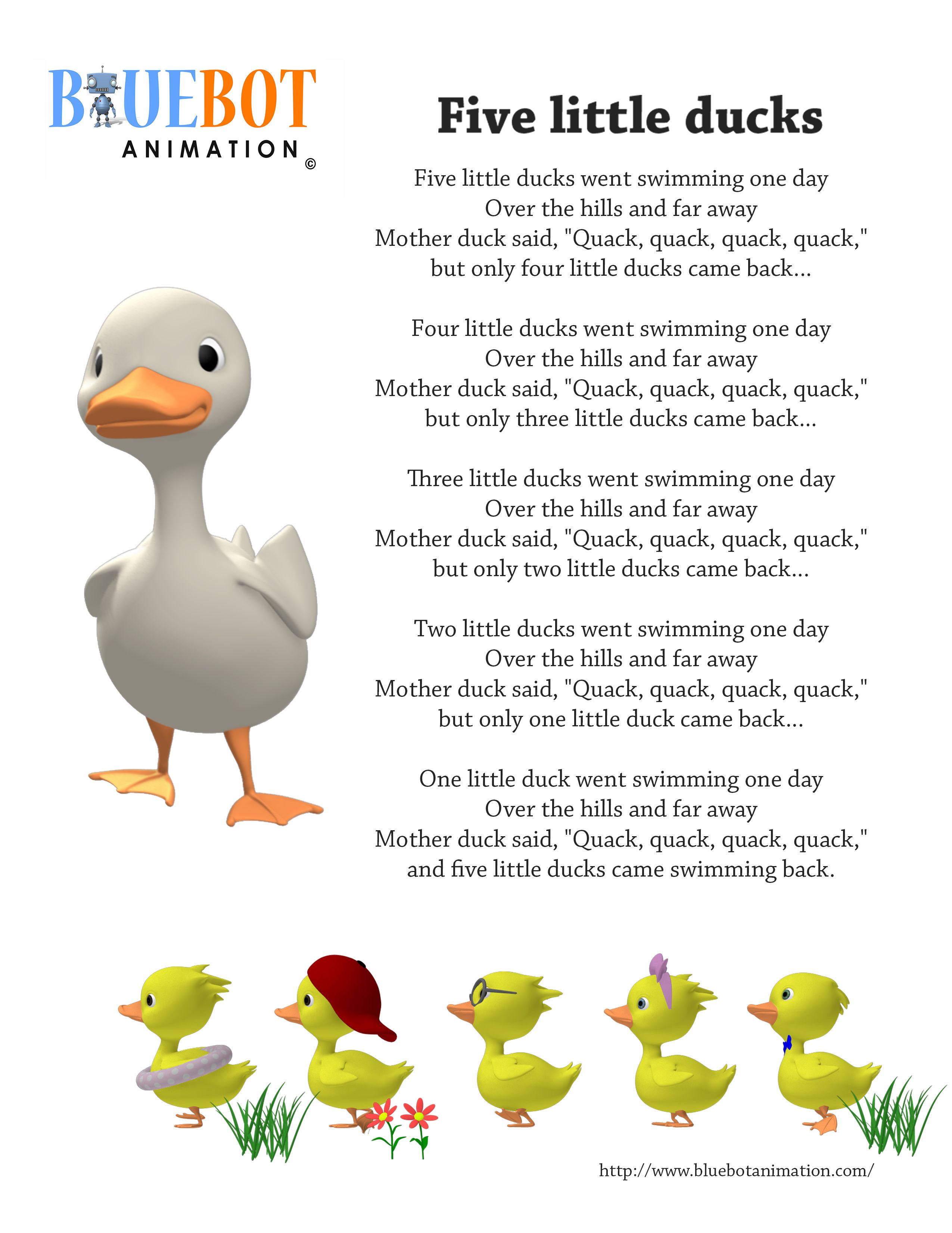 Five Little Ducks / 5 little ducks nursery rhyme lyrics Free ...