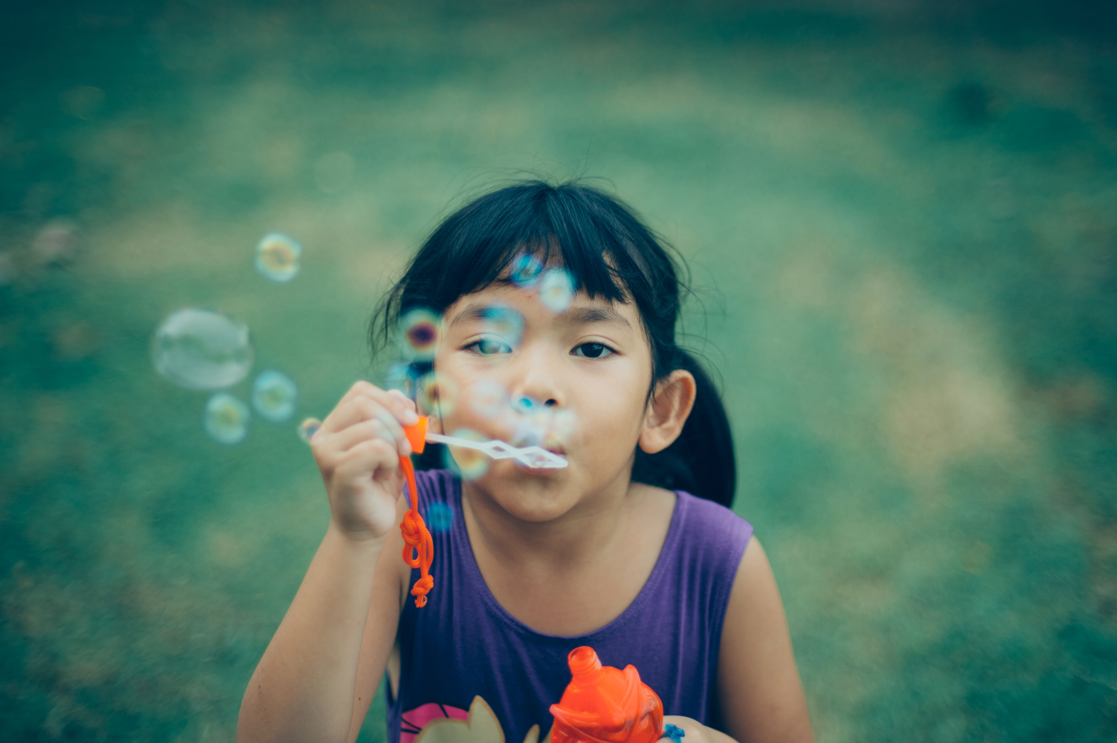 Asian little girl happy with bubbles image - Free stock photo ...