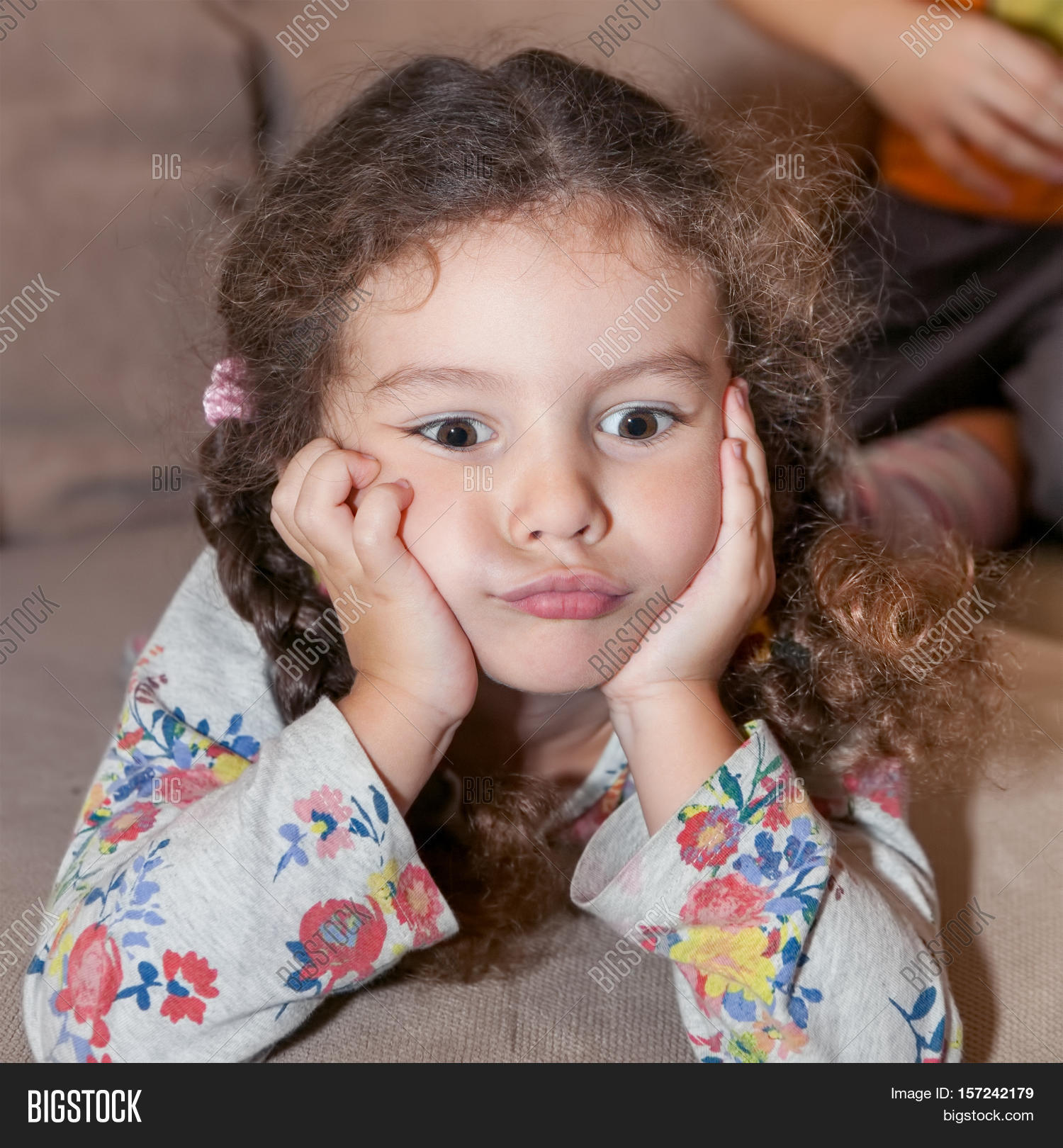 Cute Little Girl Curly Hair Brown Image & Photo | Bigstock