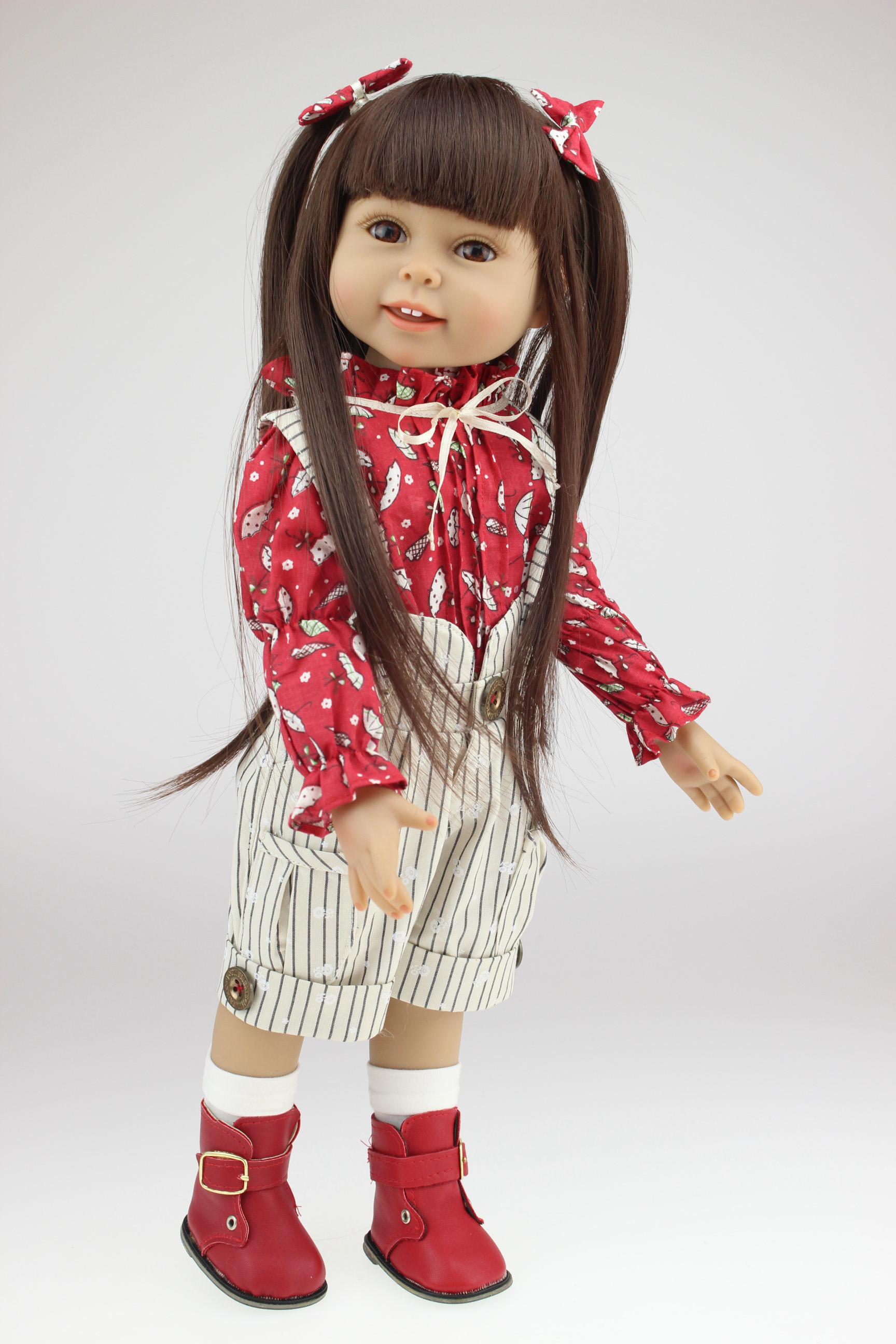 18 Inch Full Vinyl American Girl Doll Realistic Little Girl Dolls ...