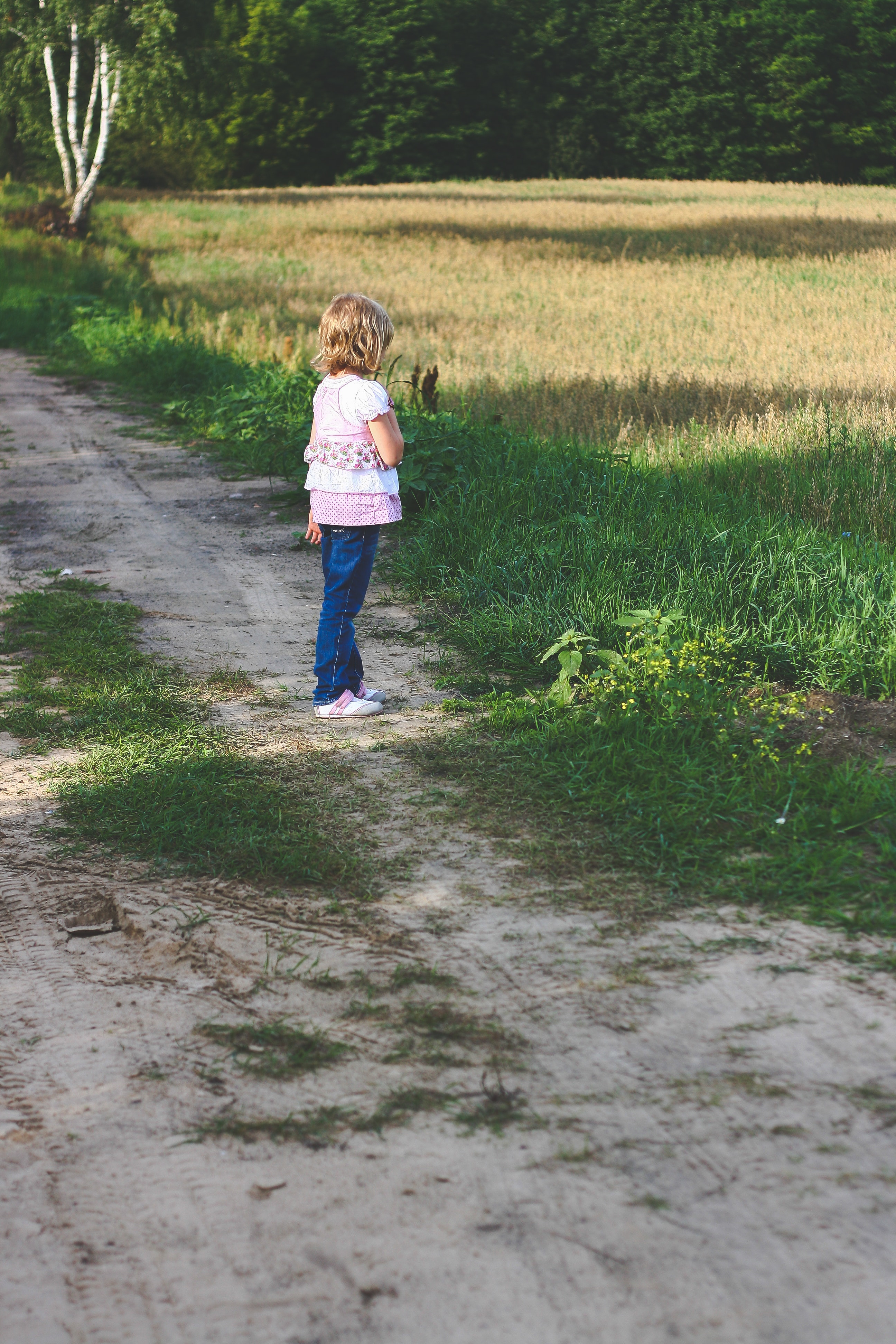 Little girl on path photo