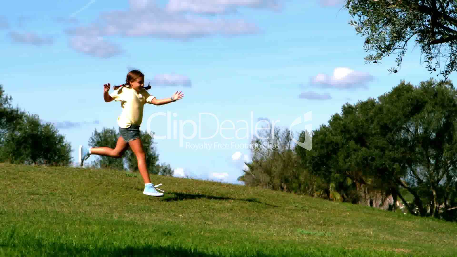 Little girl running in park: Royalty-free video and stock footage
