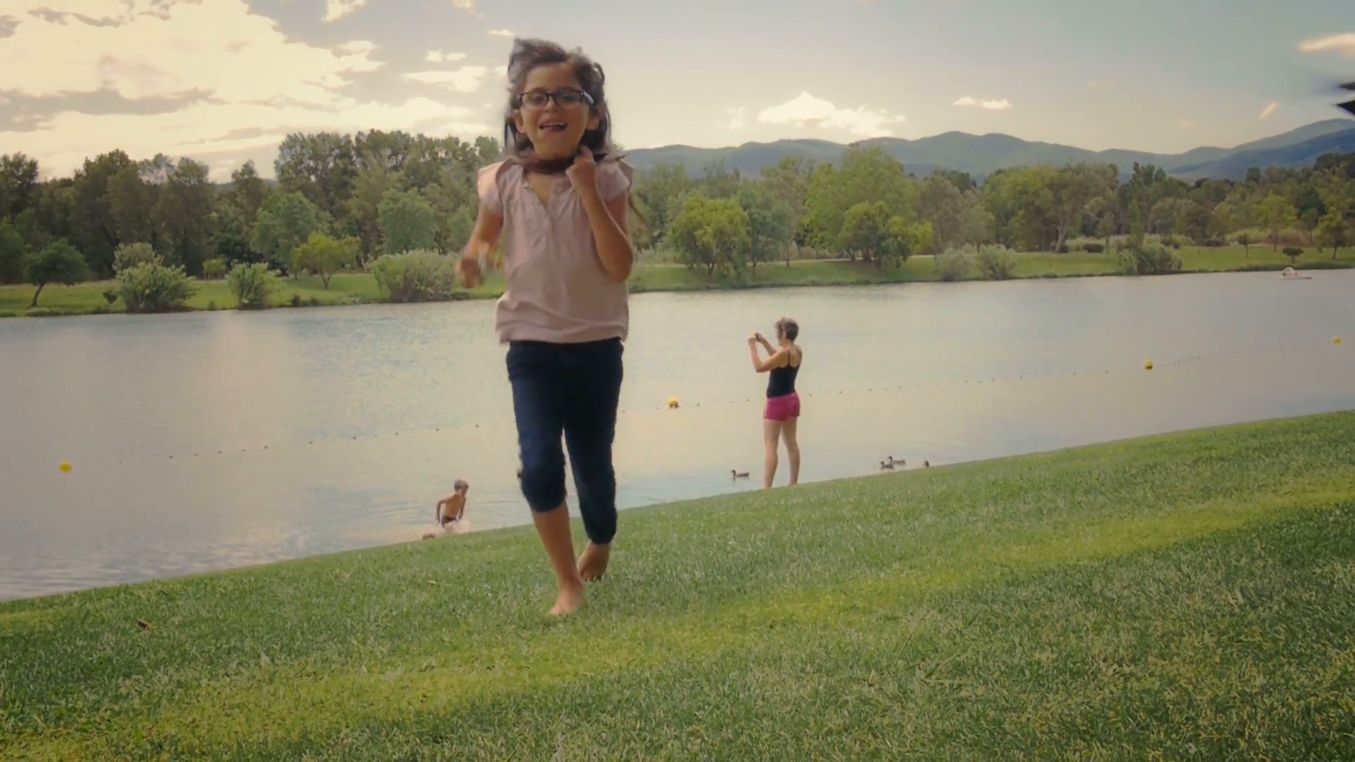 Little girl running in the hill Stock Video Footage - Videoblocks