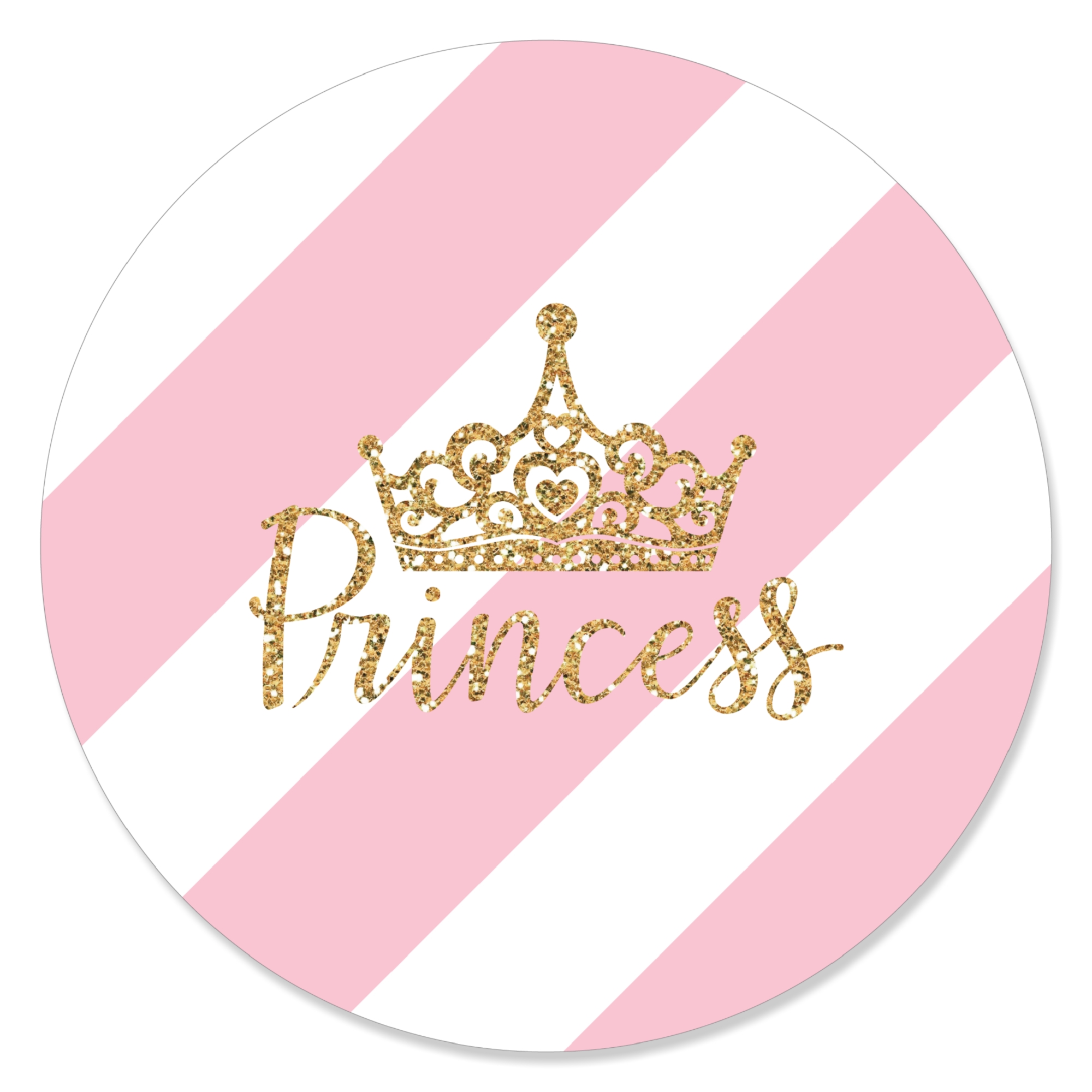 Little Princess Crown -Baby Shower or Birthday Party Circle Sticker ...