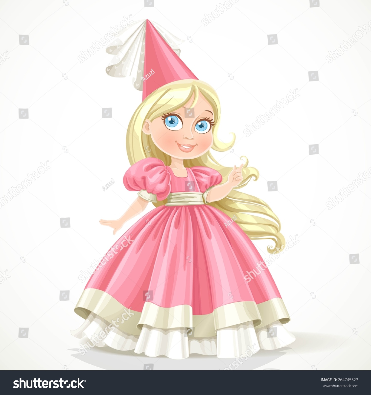 Little Princess Pink Dress Long Blond Stock Vector 264745523 ...