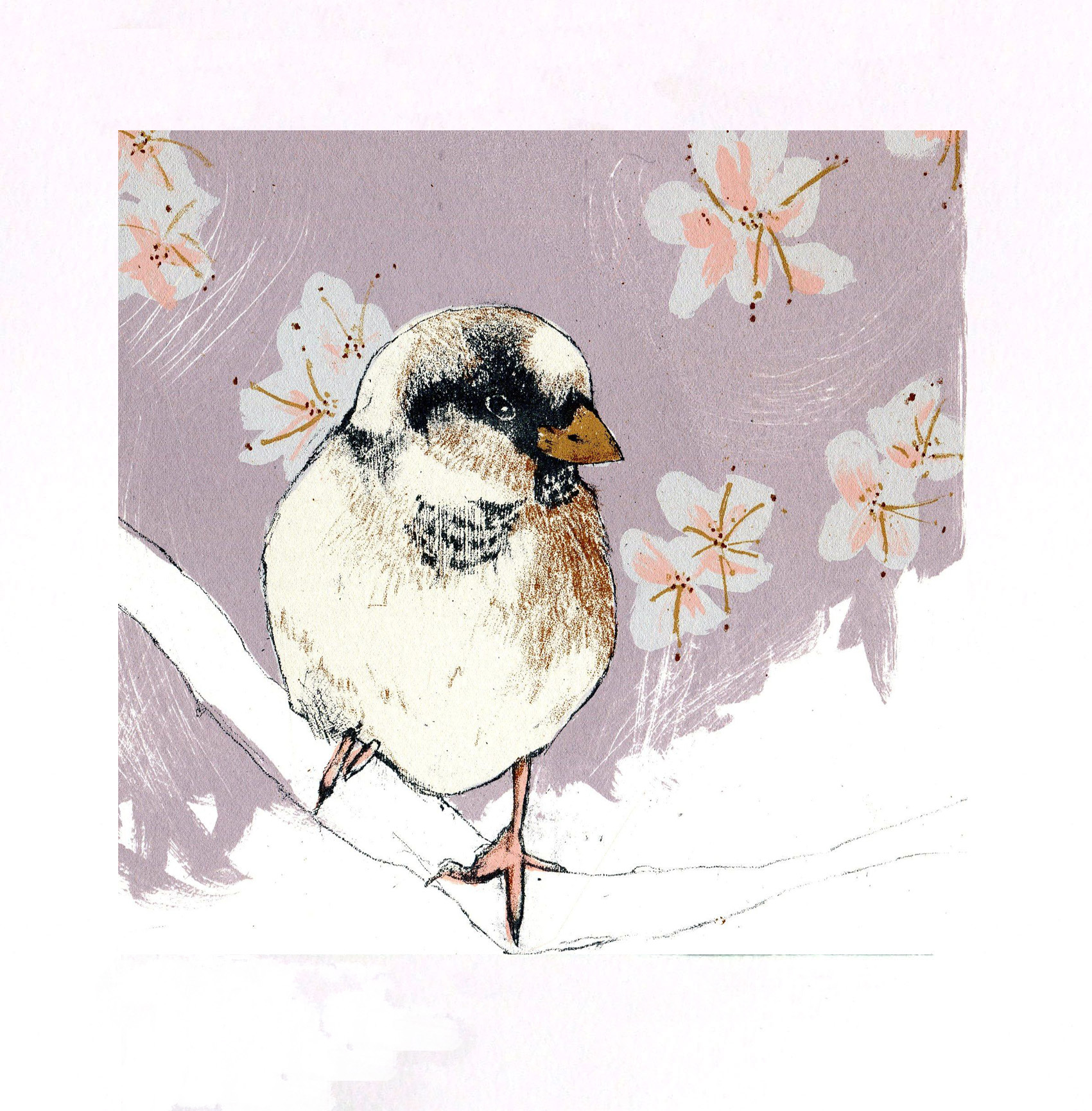 Little Sparrow screen print by Freya Cumming - The Red Door Gallery