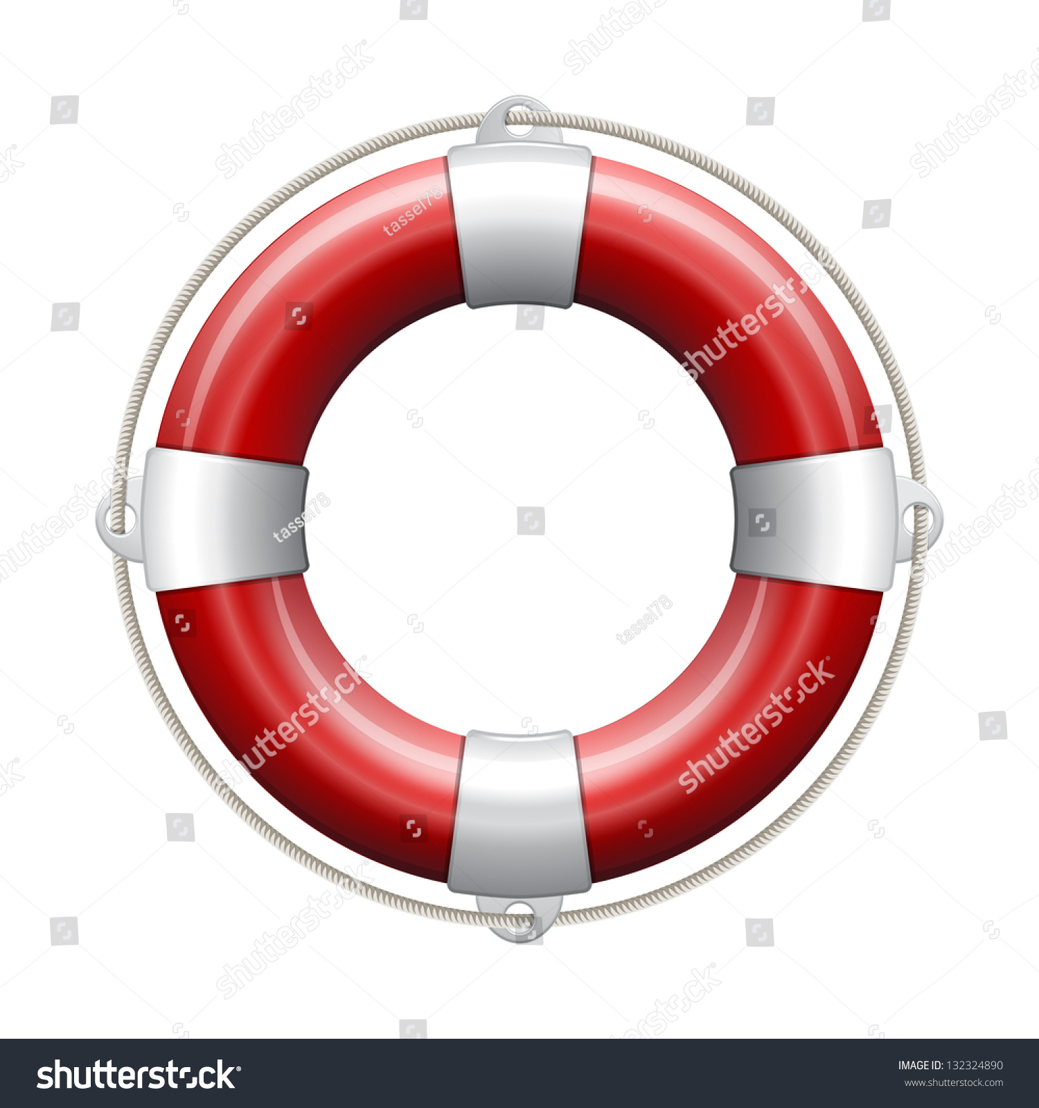 Red Life Buoy On White Background Stock Vector 132324890 - Shutterstock