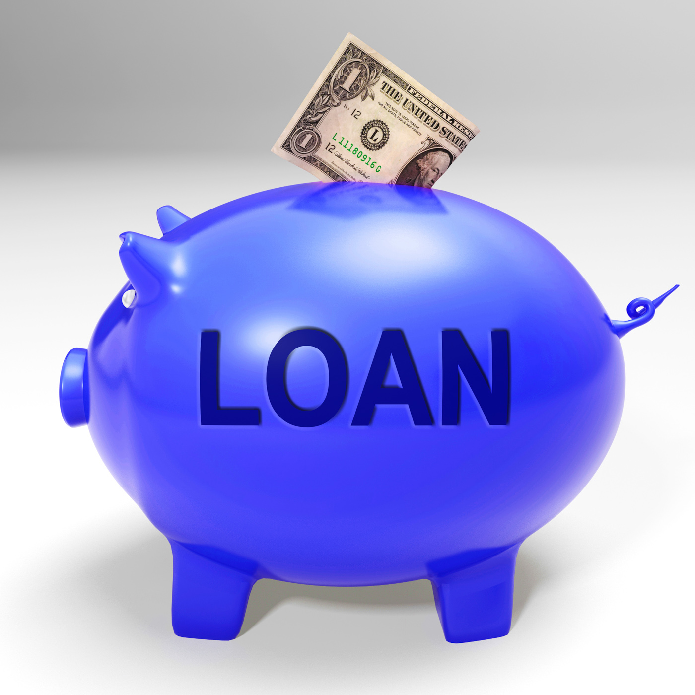Loan piggy bank means money loaned and financing photo
