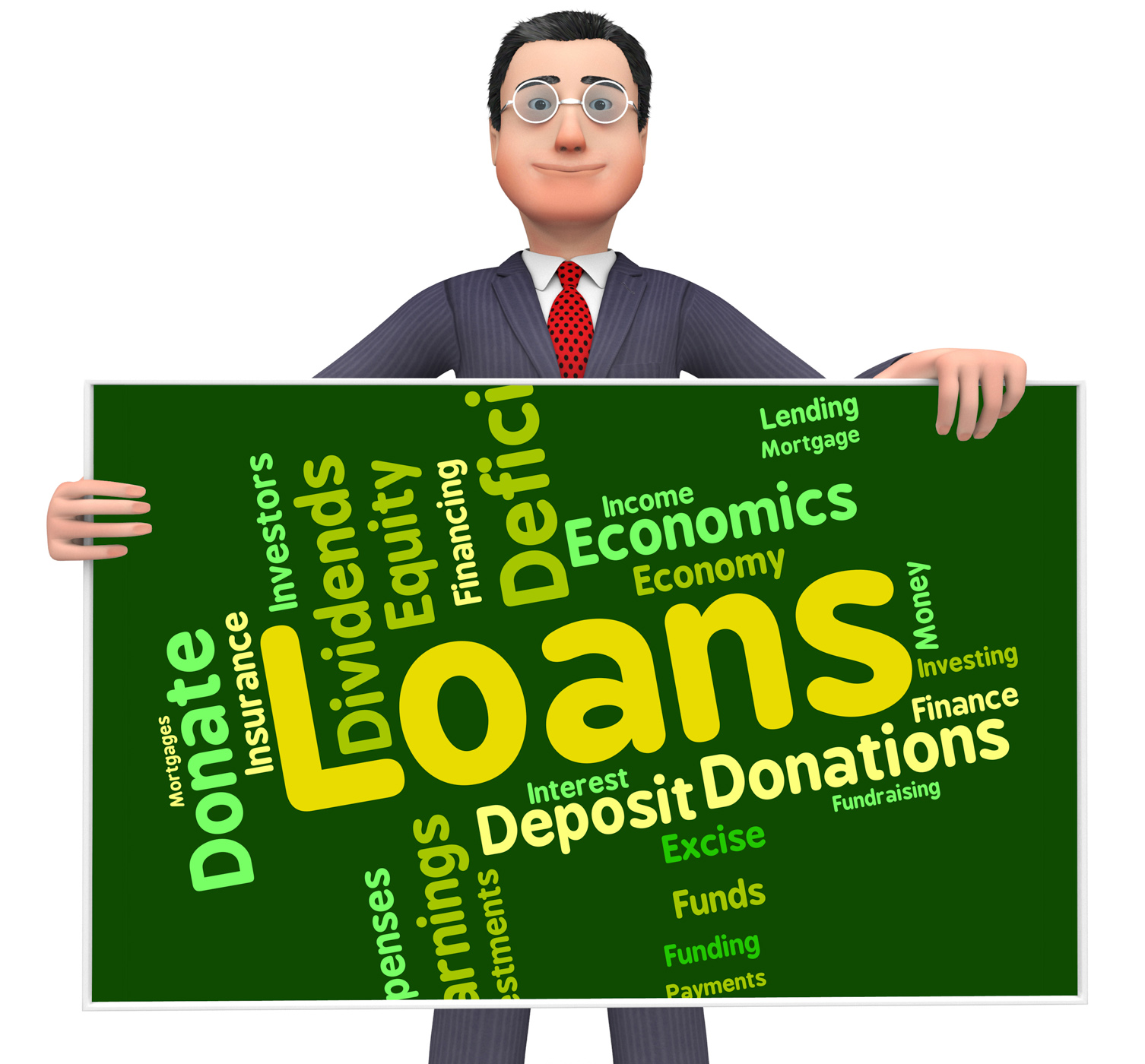 Loans word represents fund lent and text photo