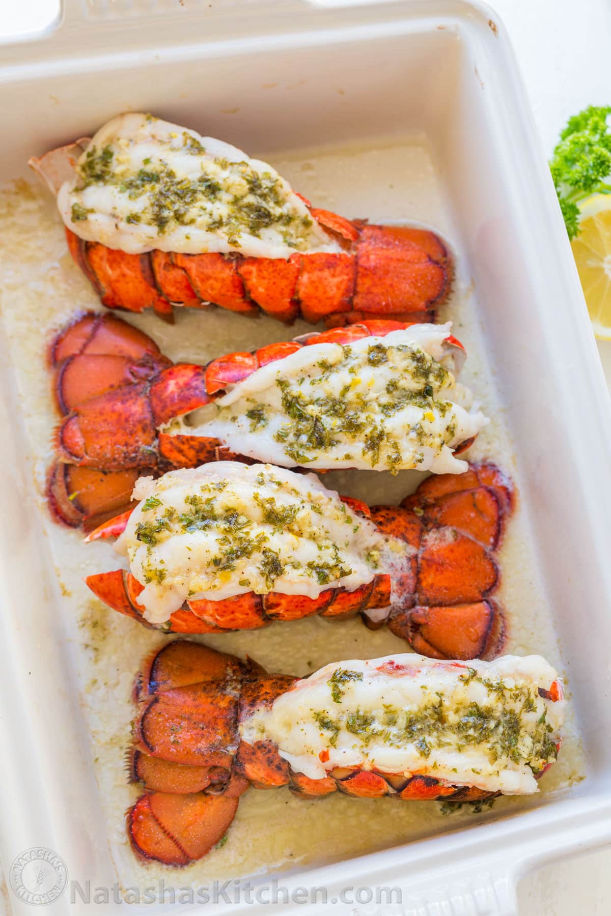 Lobster Tails Recipe with Garlic Lemon Butter - NatashasKitchen.com