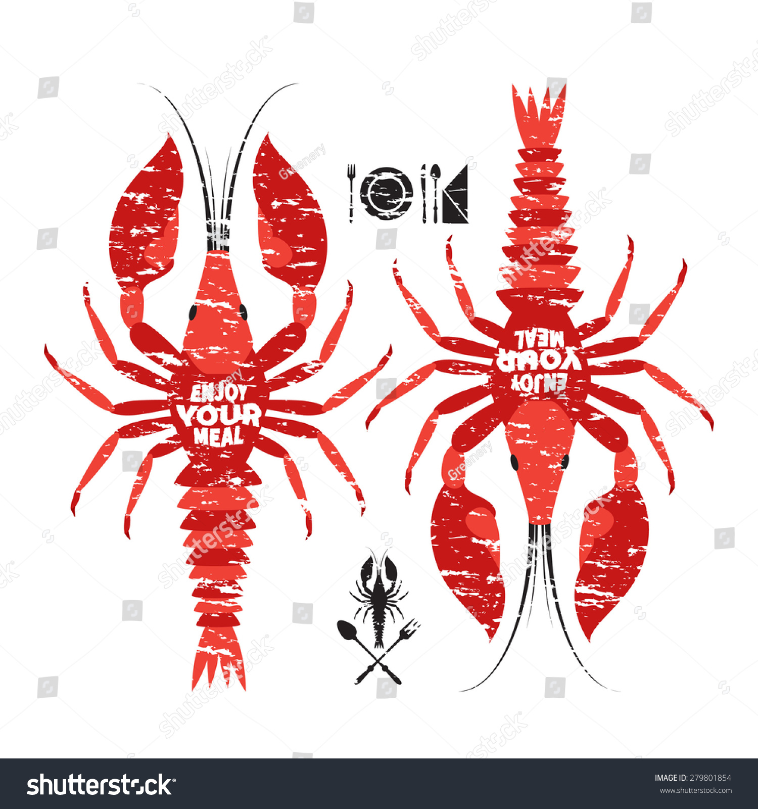 Two Red Craw Fish Vector Lobster Stock Photo (Photo, Vector ...