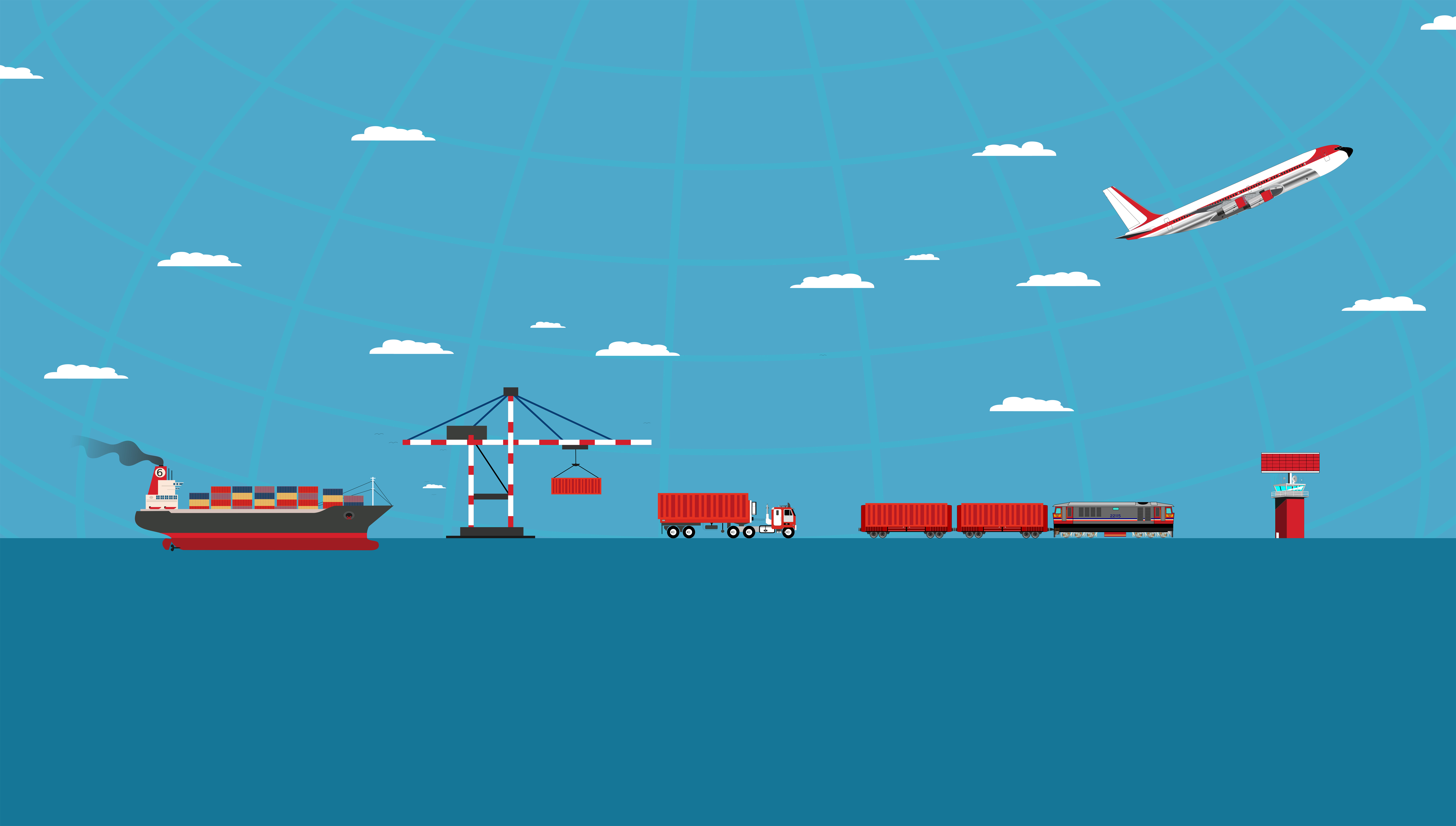 Logistics concept with cargo transportation, , Paper, Seaport, Sea, HQ Photo