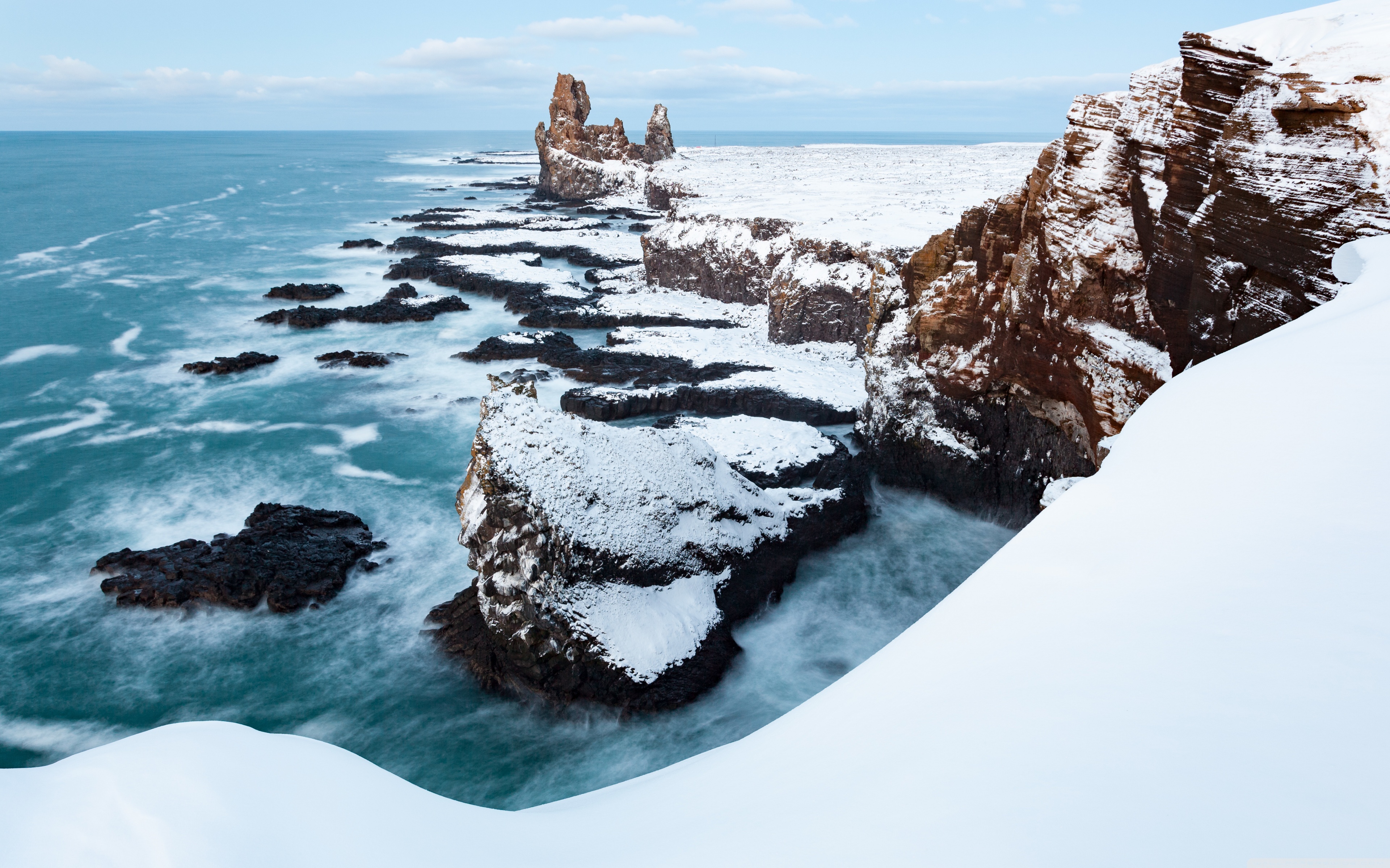 Londrangar Cliffs in Snaefellsness, Iceland, Winter ❤ 4K HD Desktop ...