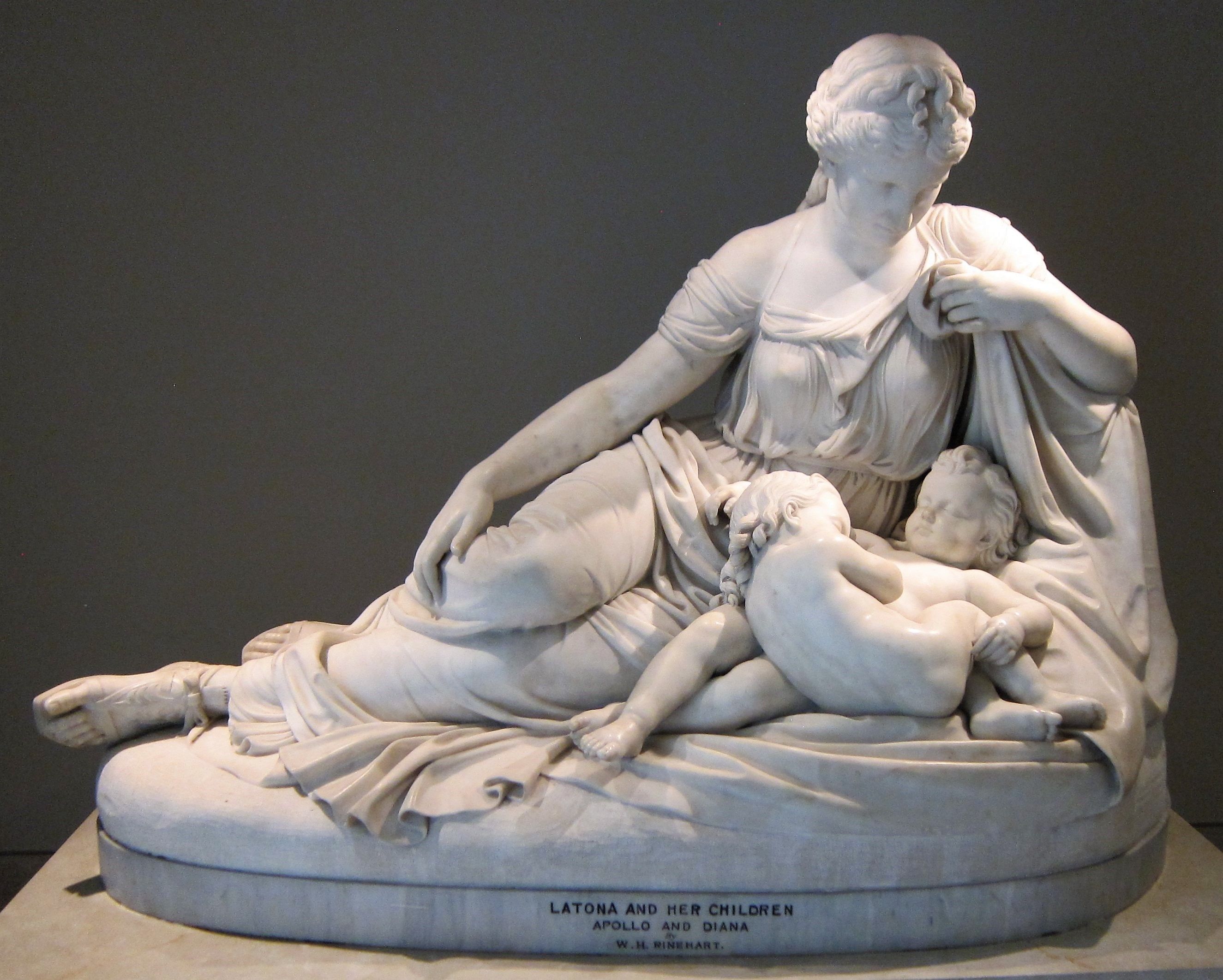 Latona and her children Apollo and Diana, 1874, marble sculpture ...