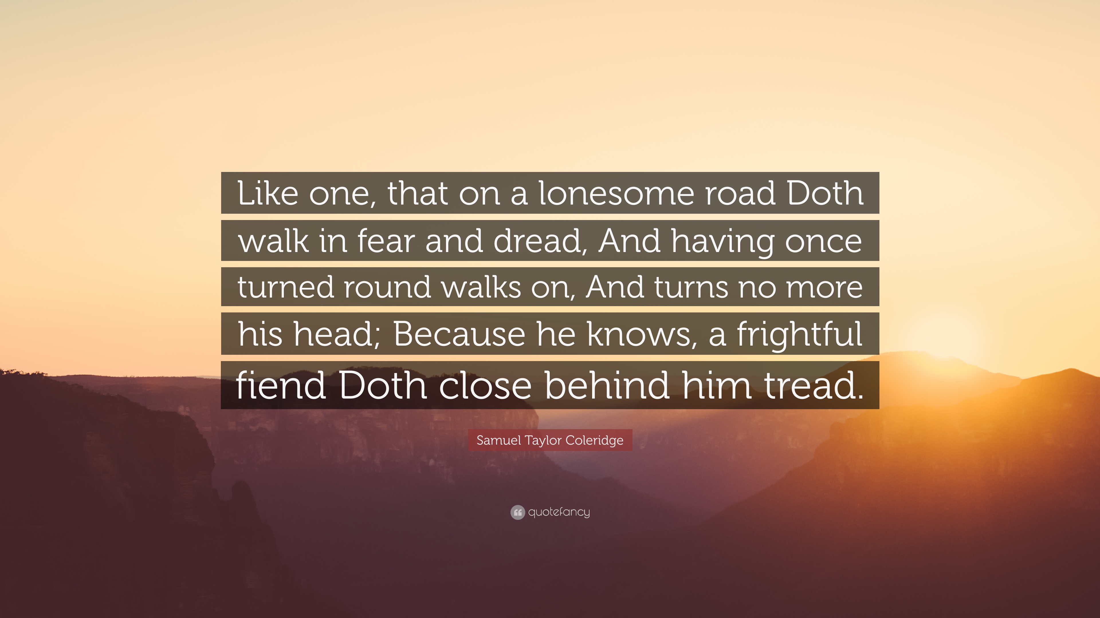 Samuel Taylor Coleridge Quote: “Like one, that on a lonesome road ...
