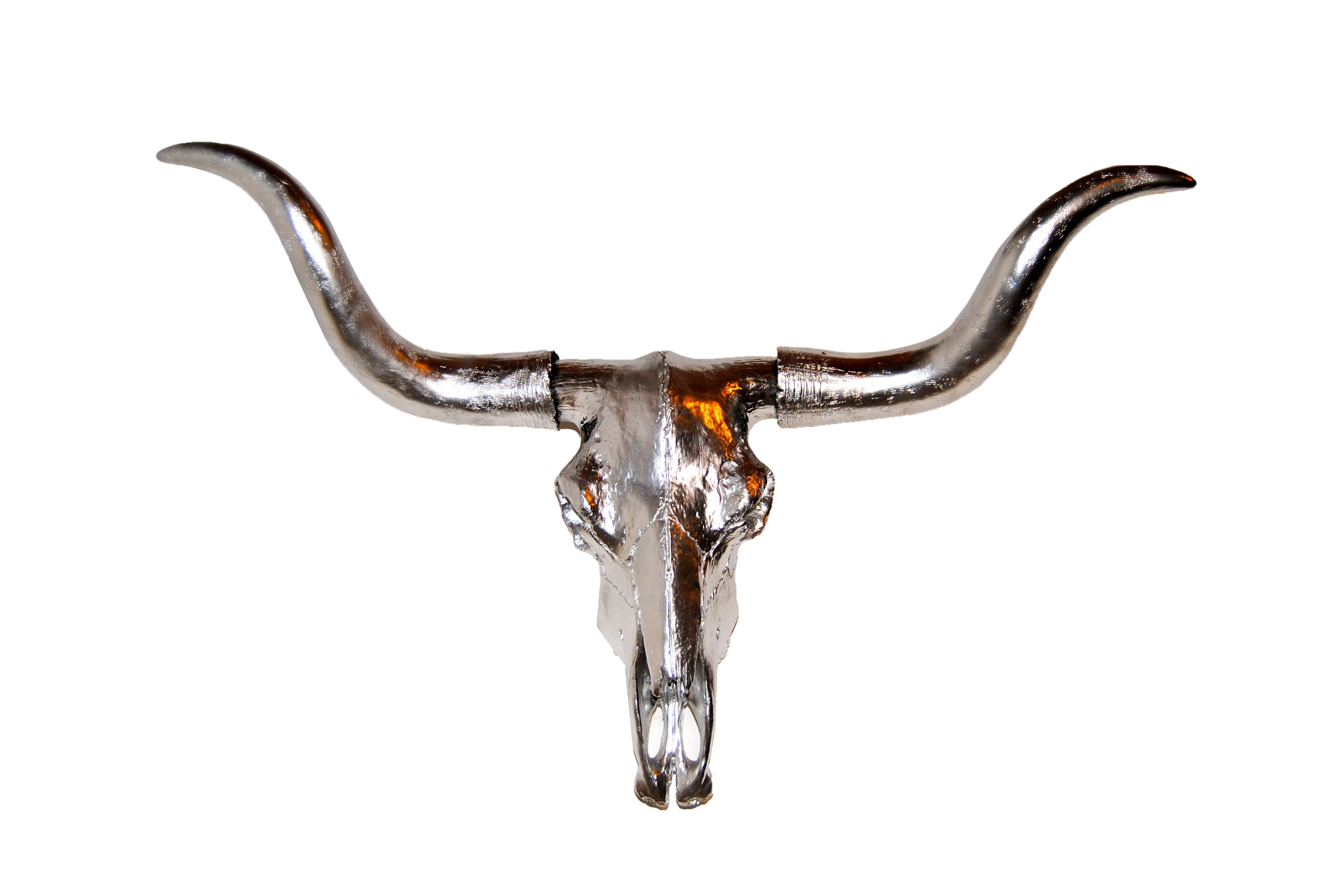 Faux Texas Longhorn Steer Skull Wall Mount // Chrome