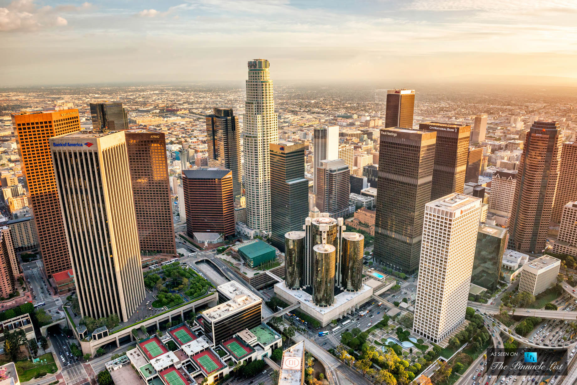 Aerial View of Office Towers – Downtown Los Angeles, California, USA ...