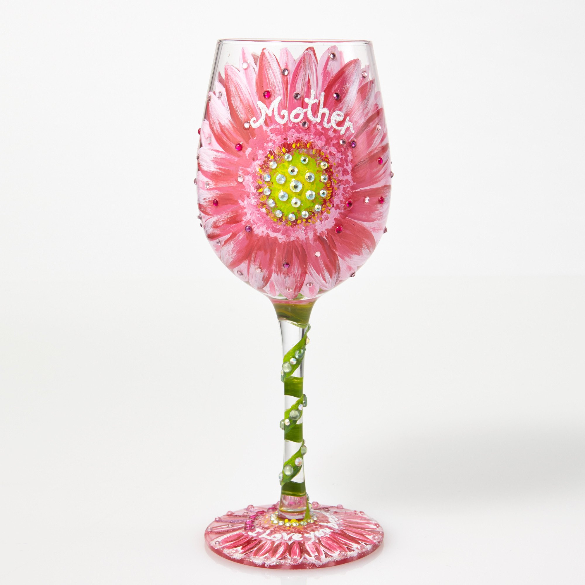 Wine Glass Mom's Love in Bloom - Designs by Lolita
