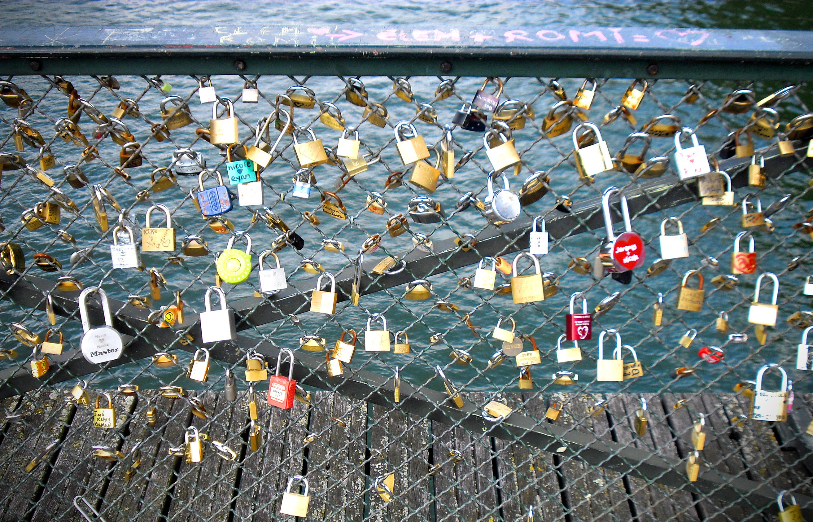 Love Inscribed Padlocks on the Pont Des Arts Bridge in Paris, Architecture, Pont, Metal, Metropolis, HQ Photo