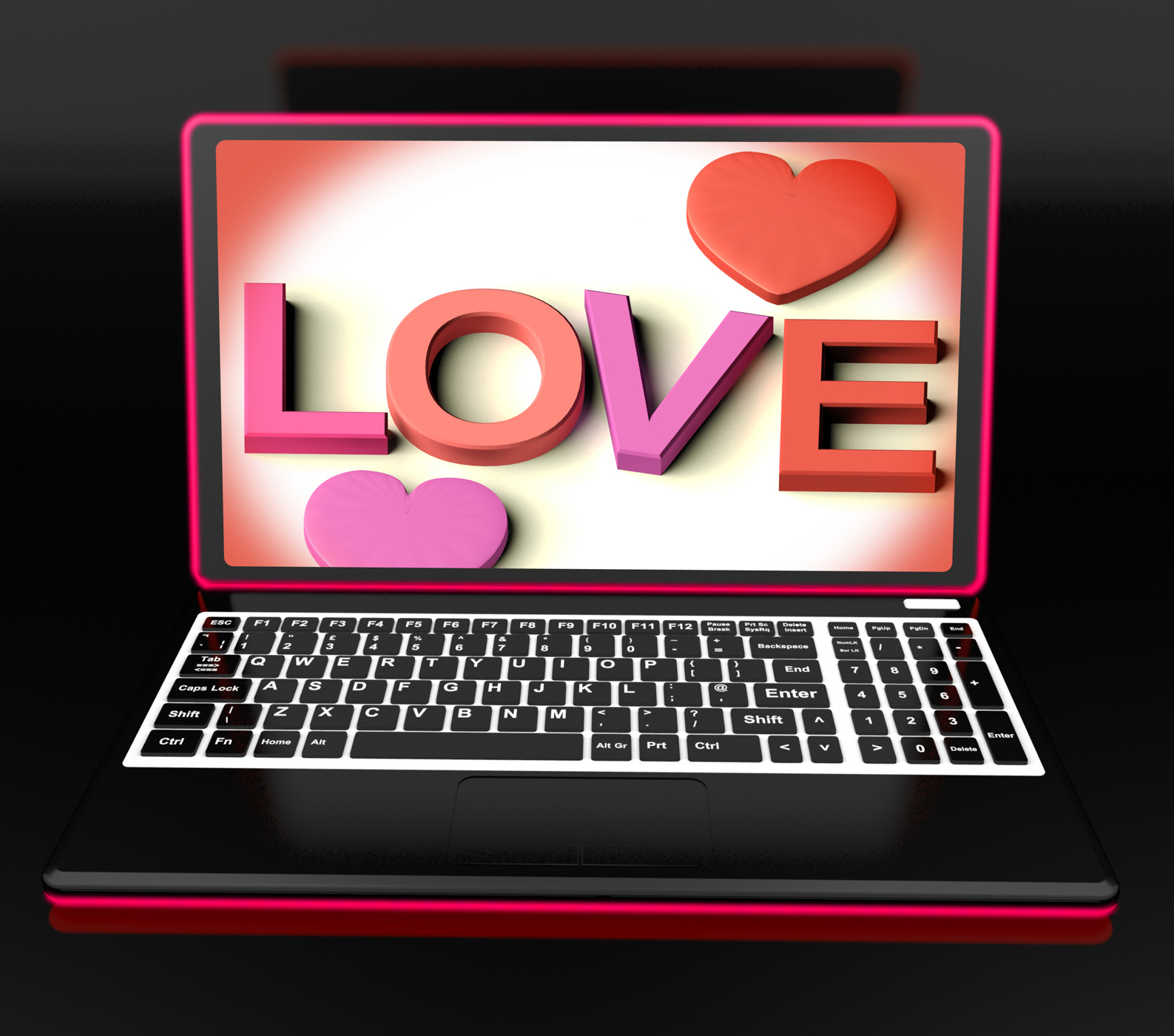Love on laptop shows romance photo