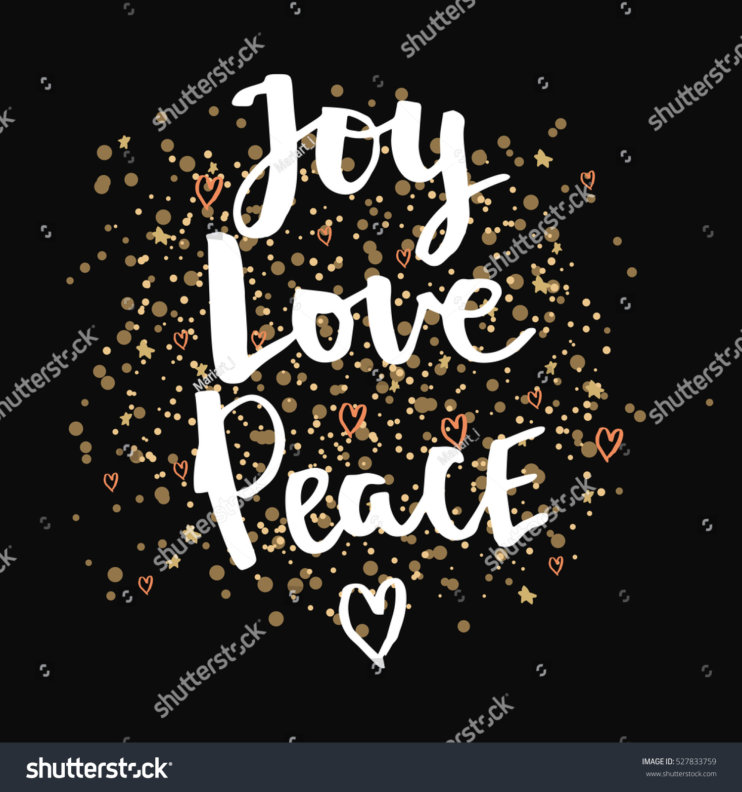 Joy Love Peace Christmas Gold Glittering Stock Vector (2018 ...