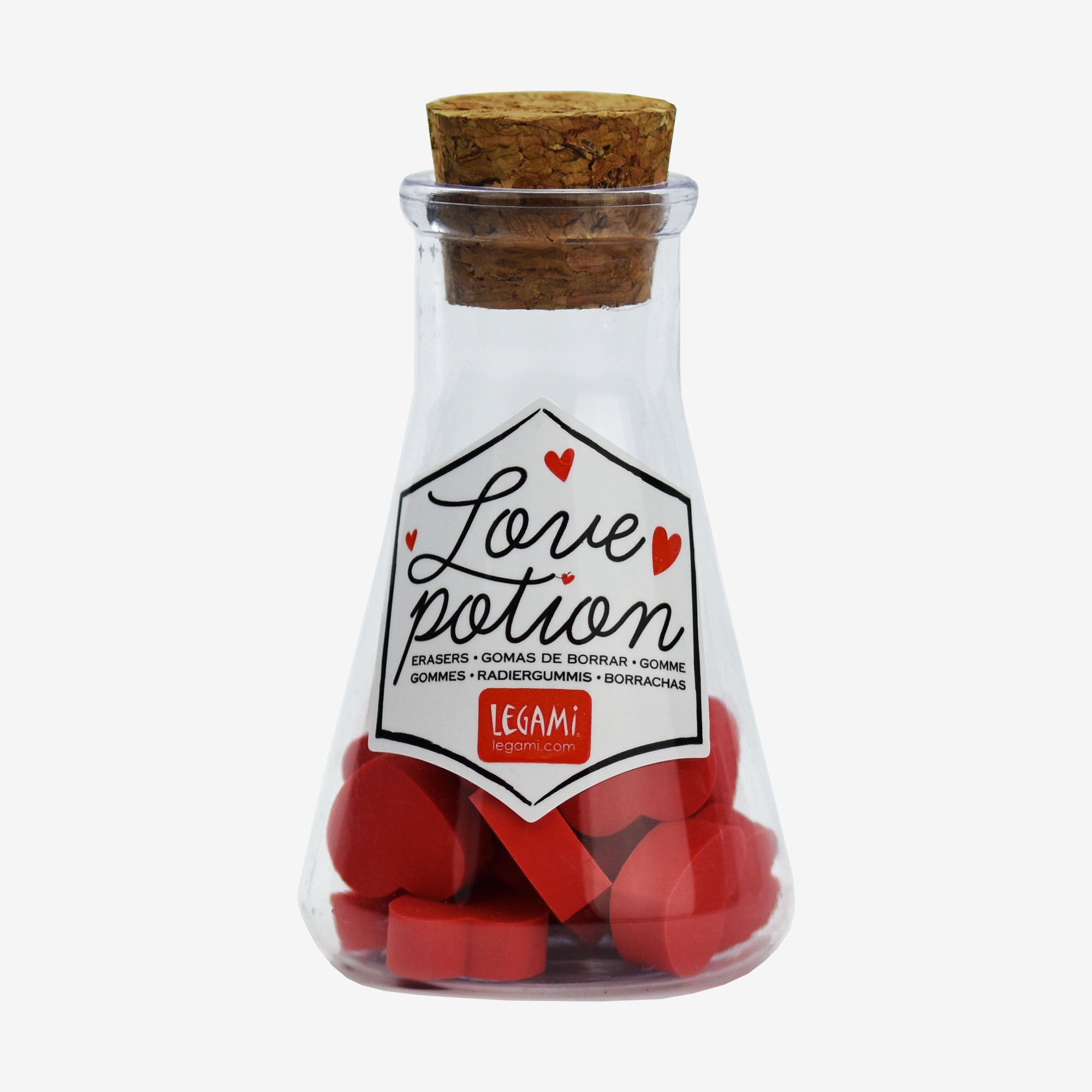 LOVE POTION - SET OF 18 HEART-SHAPED ERASERS
