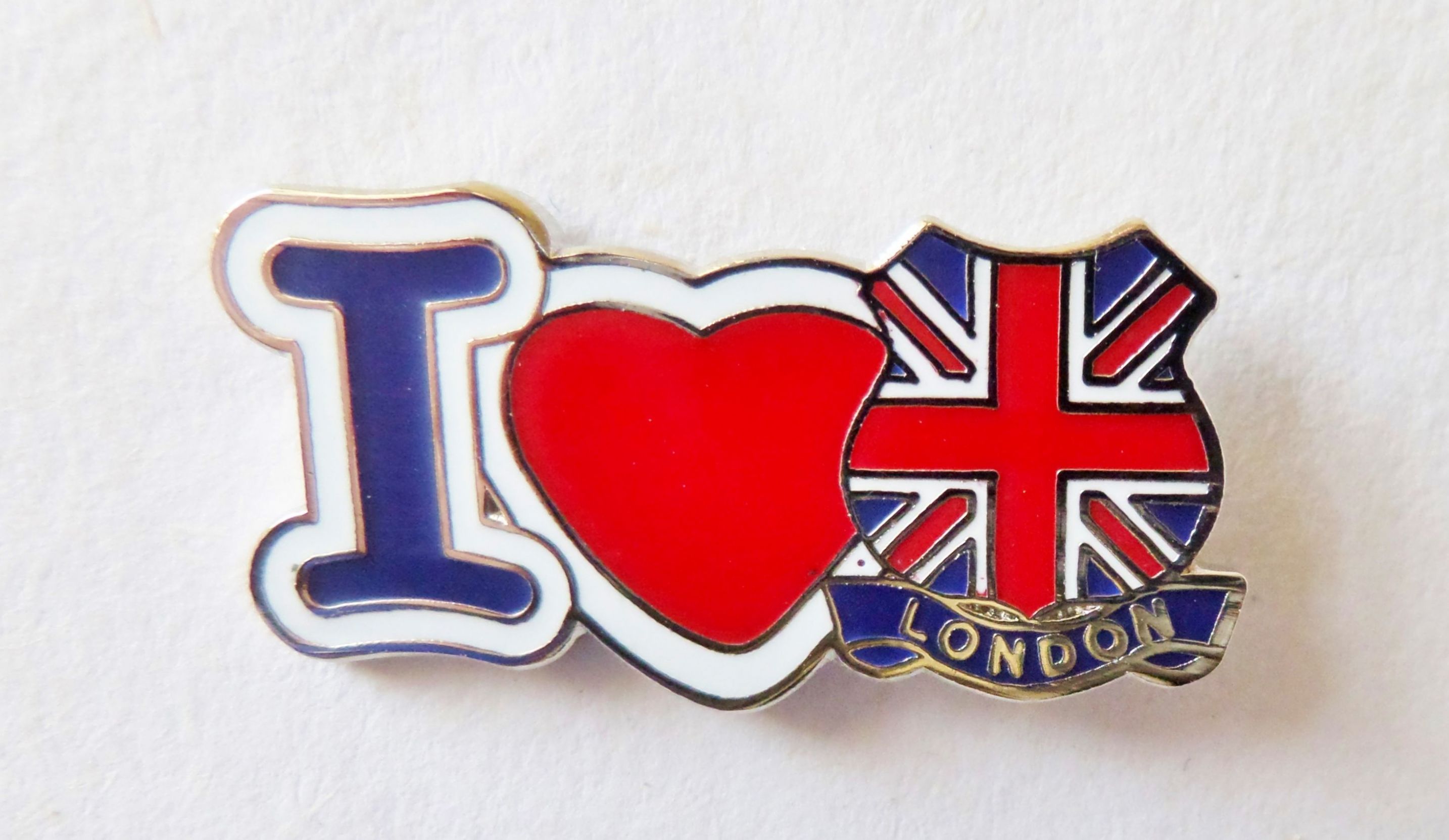 I Love London Union Jack Flag Pin Badge - T1084