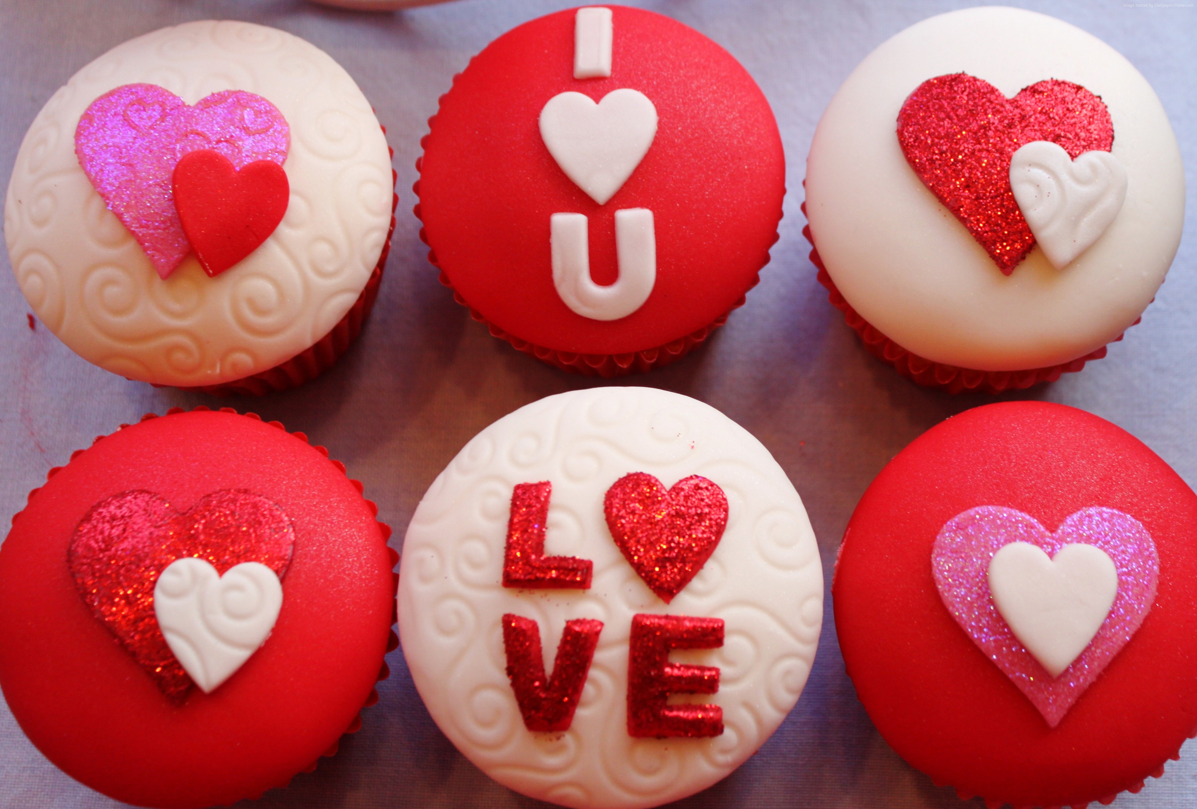Wallpaper Valentine's Day, cupcake, cake, heart, love, Food #8490
